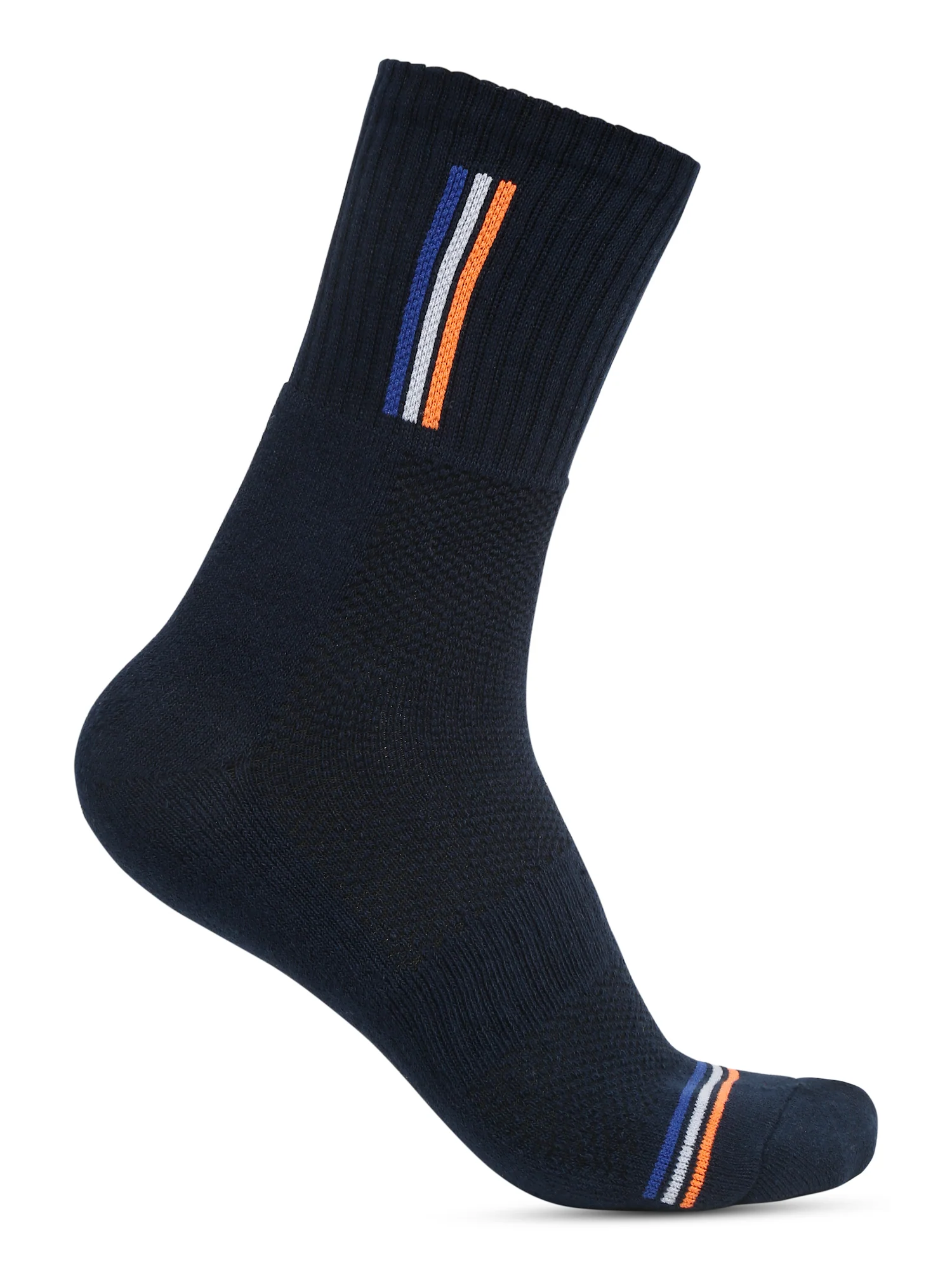 Men's Dark Blue Fashion Crew length Terry Socks -Pack of 5 - Image 7