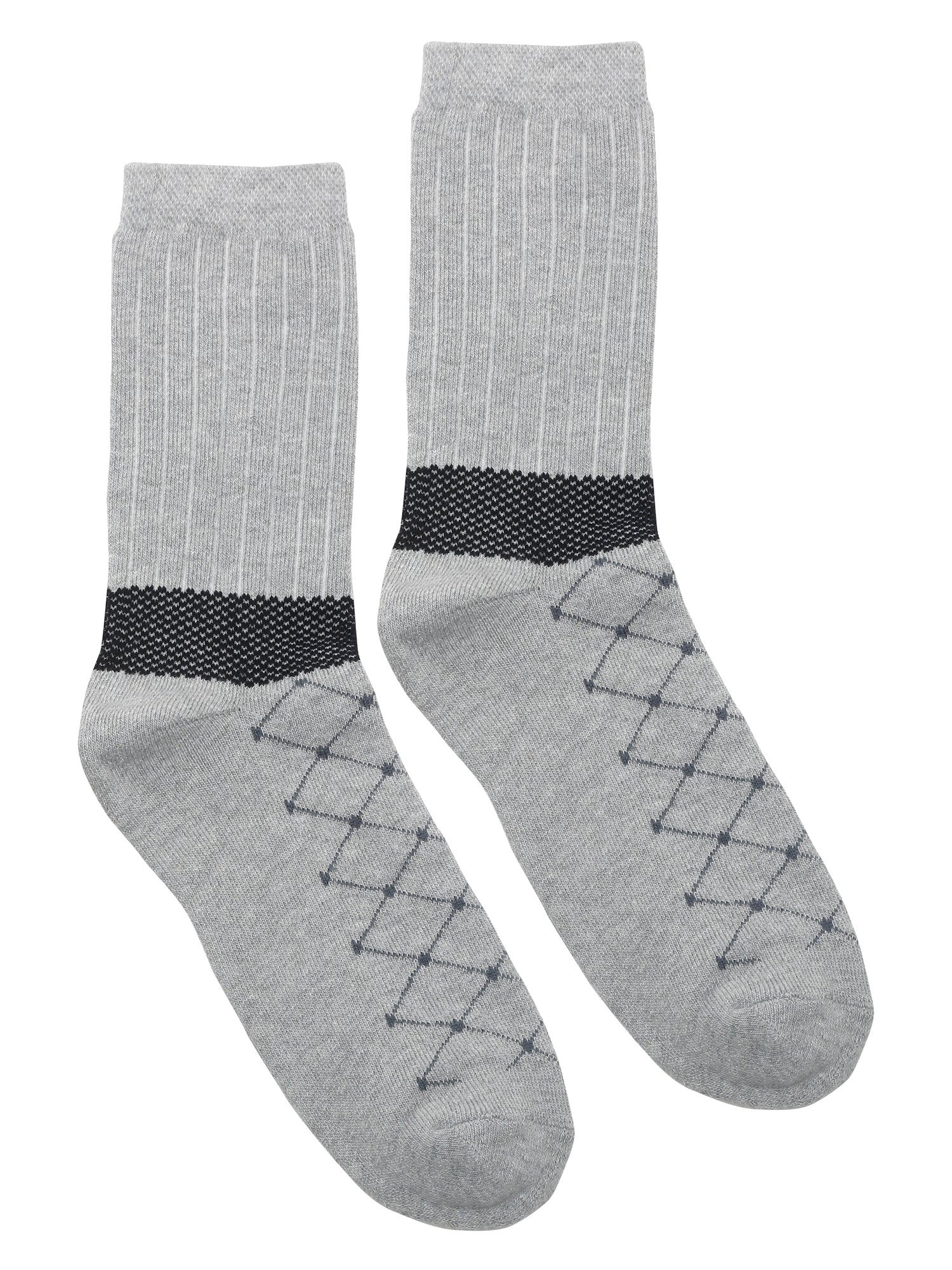Men's Grey Melange Fashion Crew length Terry Socks -Pack of 5 - Image 4