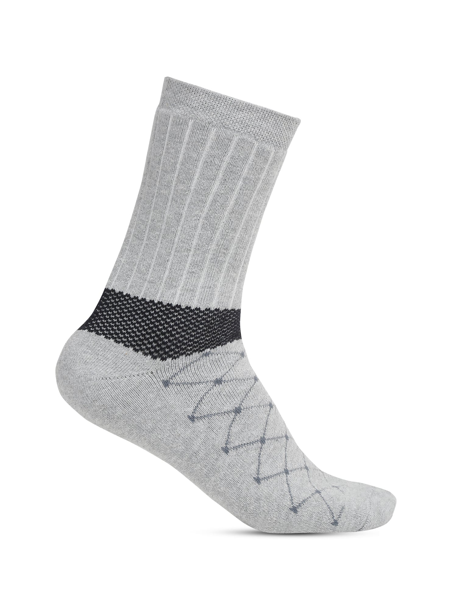 Men's Grey Melange Fashion Crew length Terry Socks -Pack of 5 - Image 7