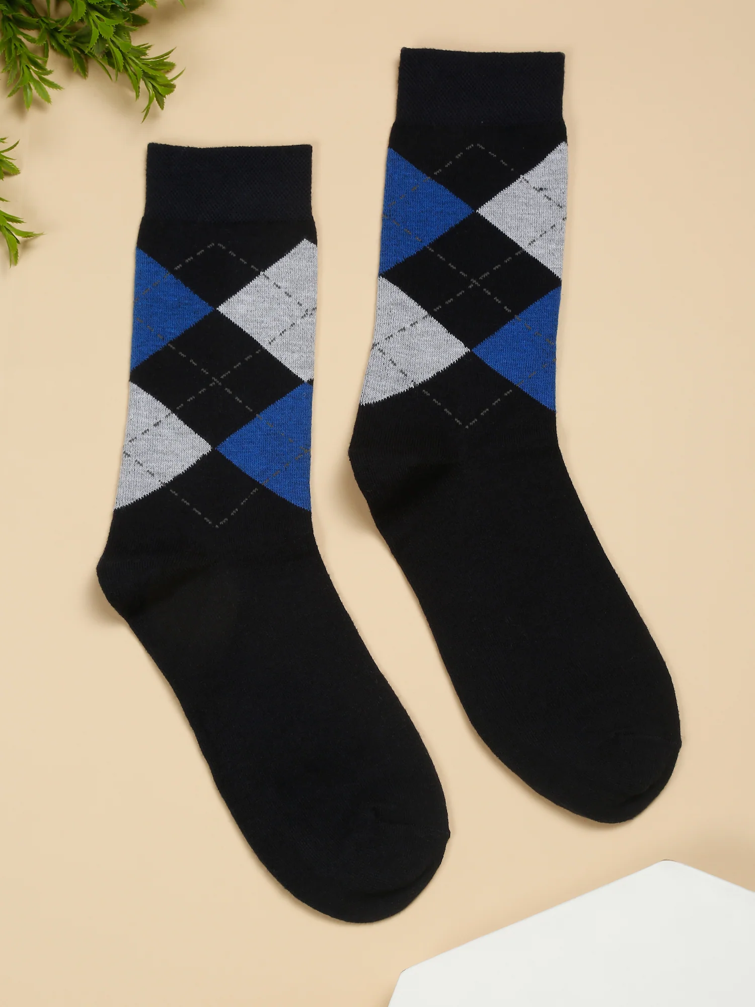 Men's Navy Blue Basic Crew length Socks -Pack of 5 - Image 6