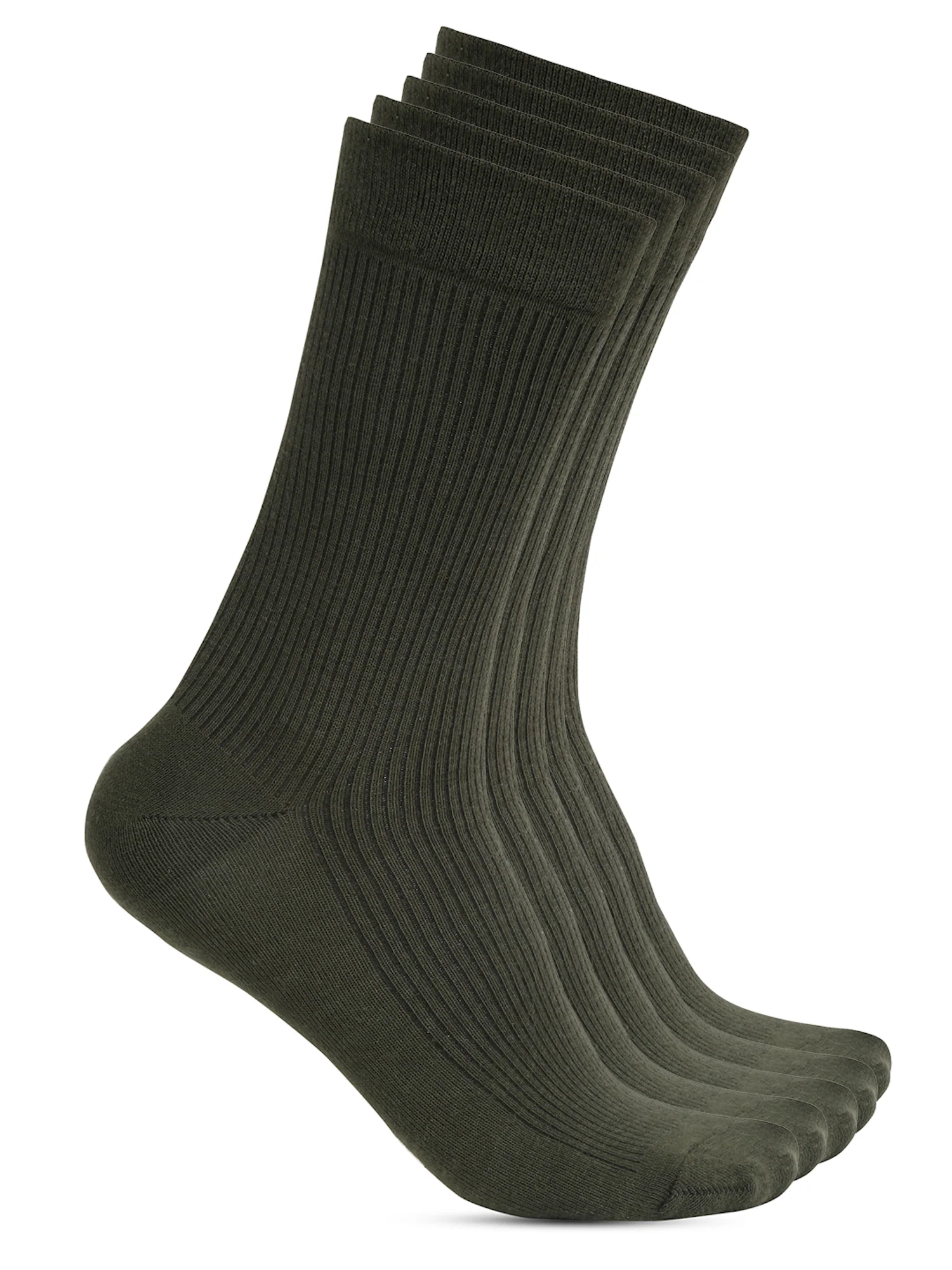 Men's Olive Green Basic Crew length Socks -Pack of 5 - Image 2