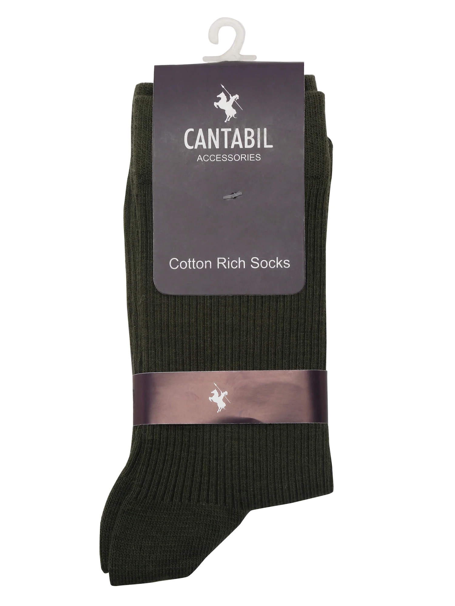 Men's Olive Green Basic Crew length Socks -Pack of 5 - Image 3