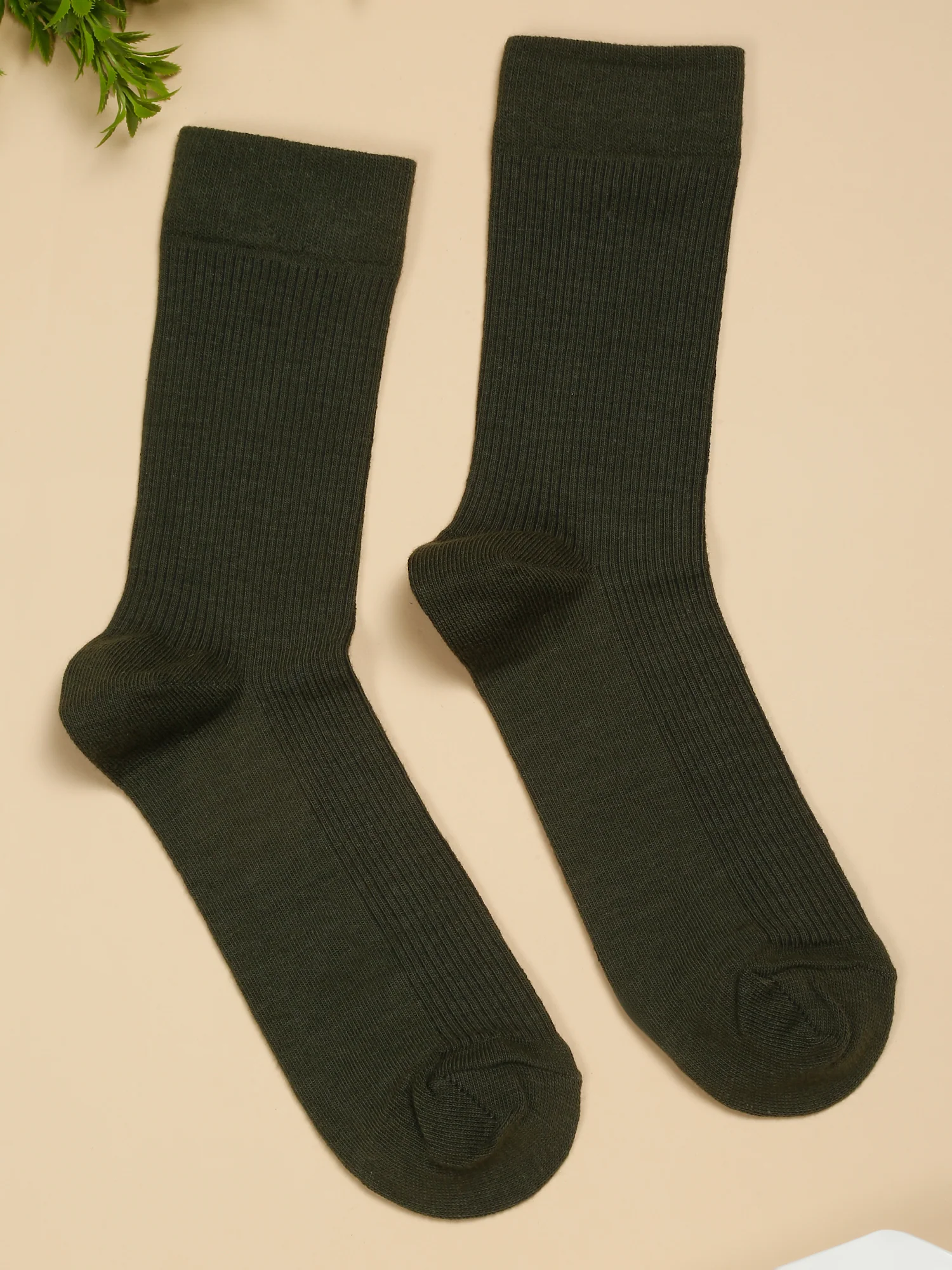 Men's Olive Green Basic Crew length Socks -Pack of 5 - Image 6