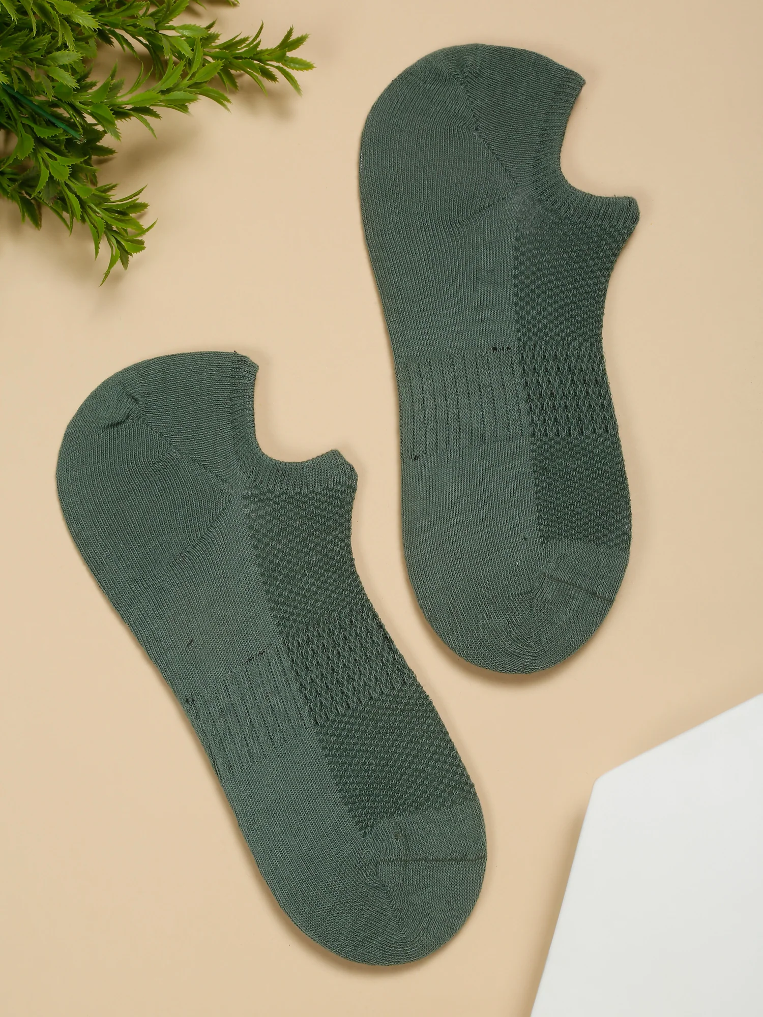 Men's Sage Green Fashion No Show / Loafer Socks -Pack of 5 - Image 6