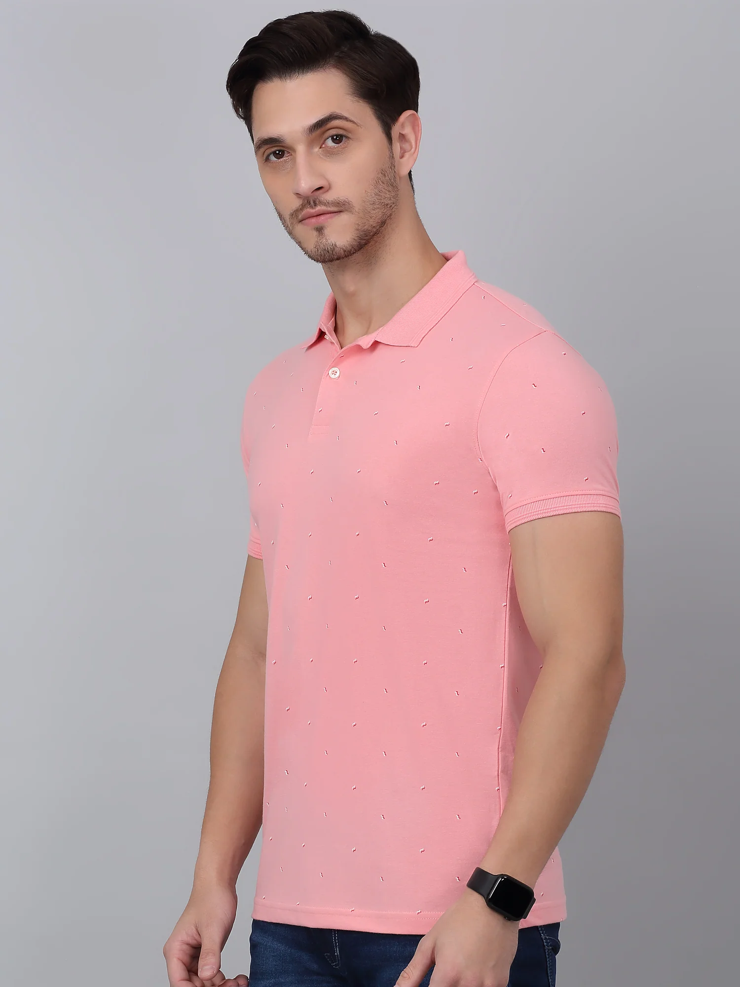 T-Shirt for Men | Breathable & Soft with Color Fastness Regular Fit Polo Neck Poly Cotton Fabric Printed Pattern - Image 3
