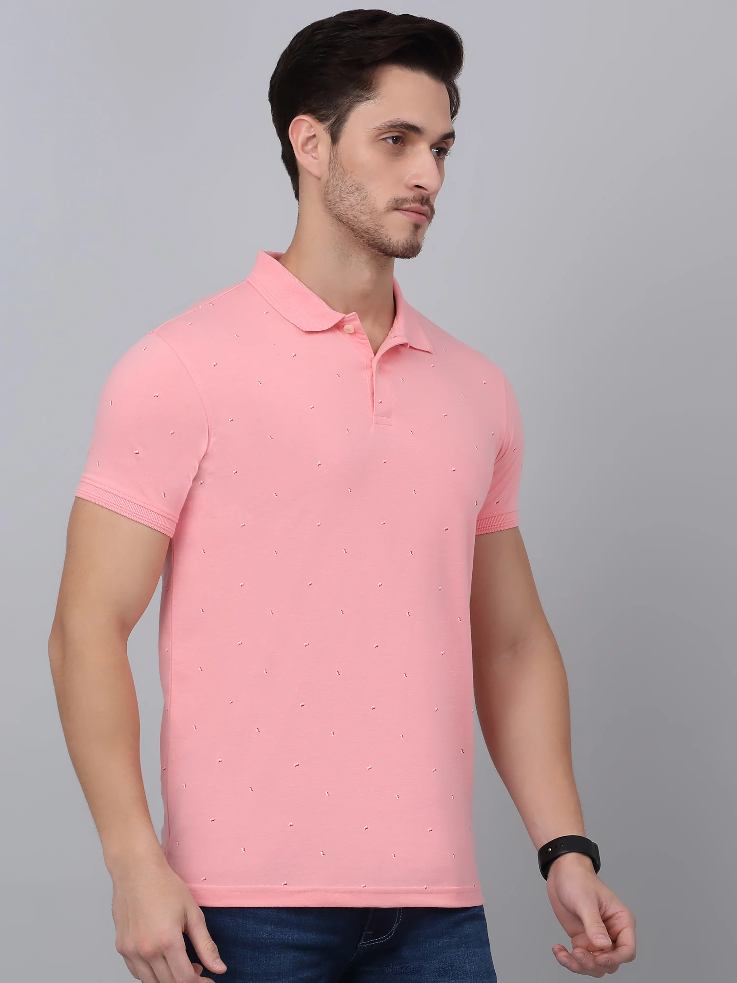 T-Shirt for Men | Breathable & Soft with Color Fastness Regular Fit Polo Neck Poly Cotton Fabric Printed Pattern - Image 4