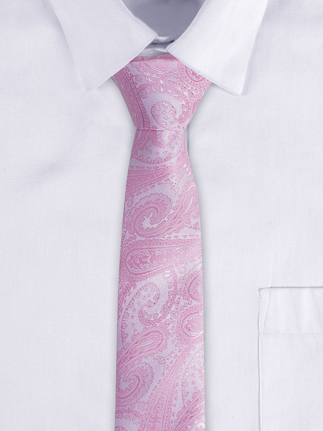 Men's Pink Printed Tie With Pocket Square Set - Image 2