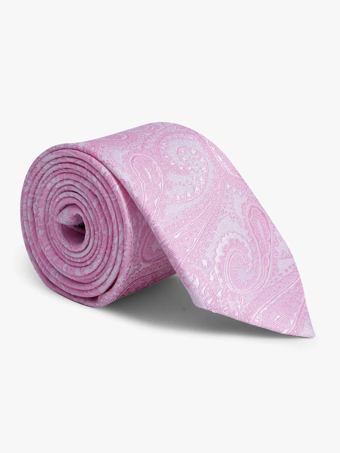 Men's Pink Printed Tie With Pocket Square Set - Image 4