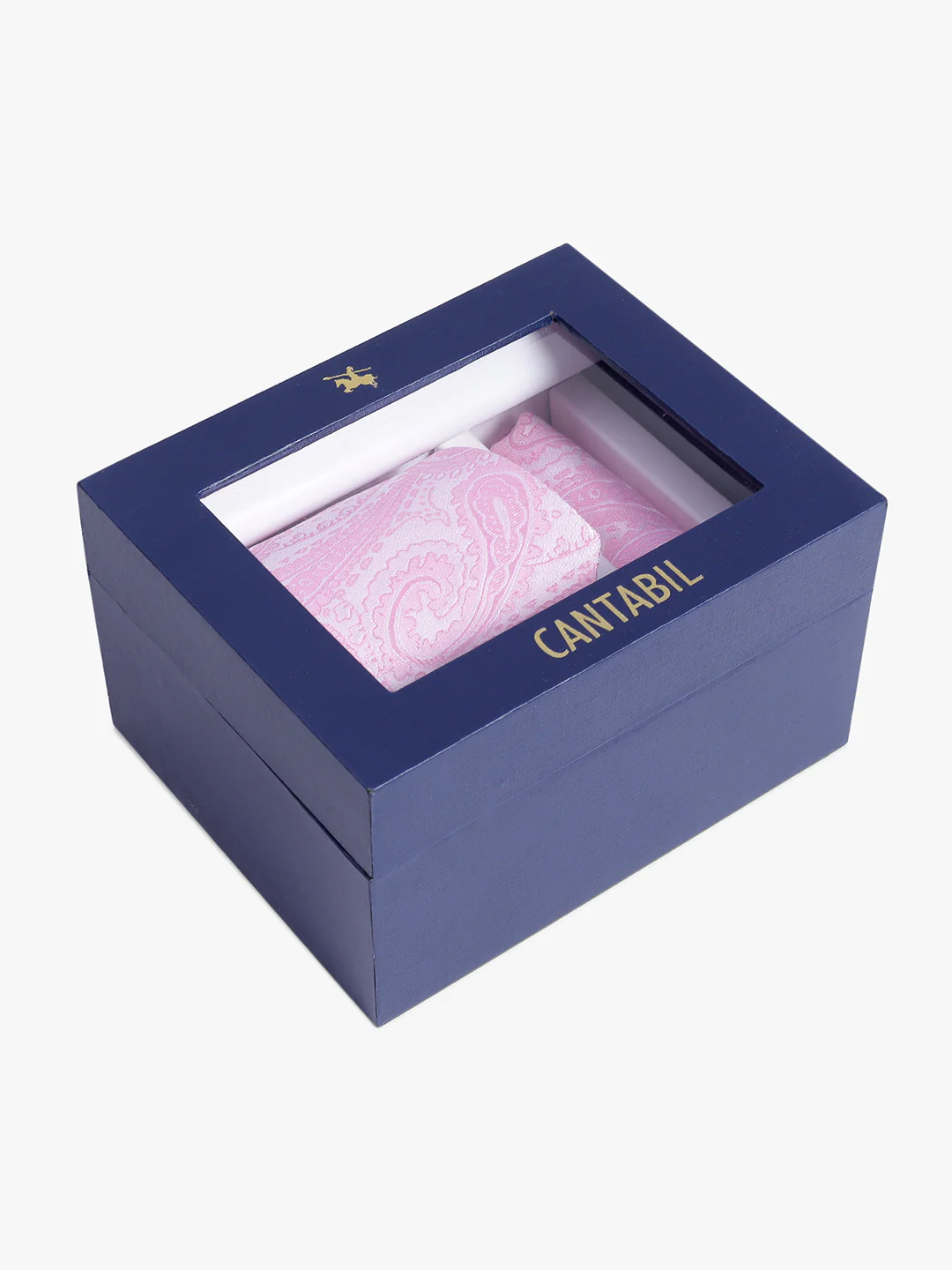 Men's Pink Printed Tie With Pocket Square Set - Image 8