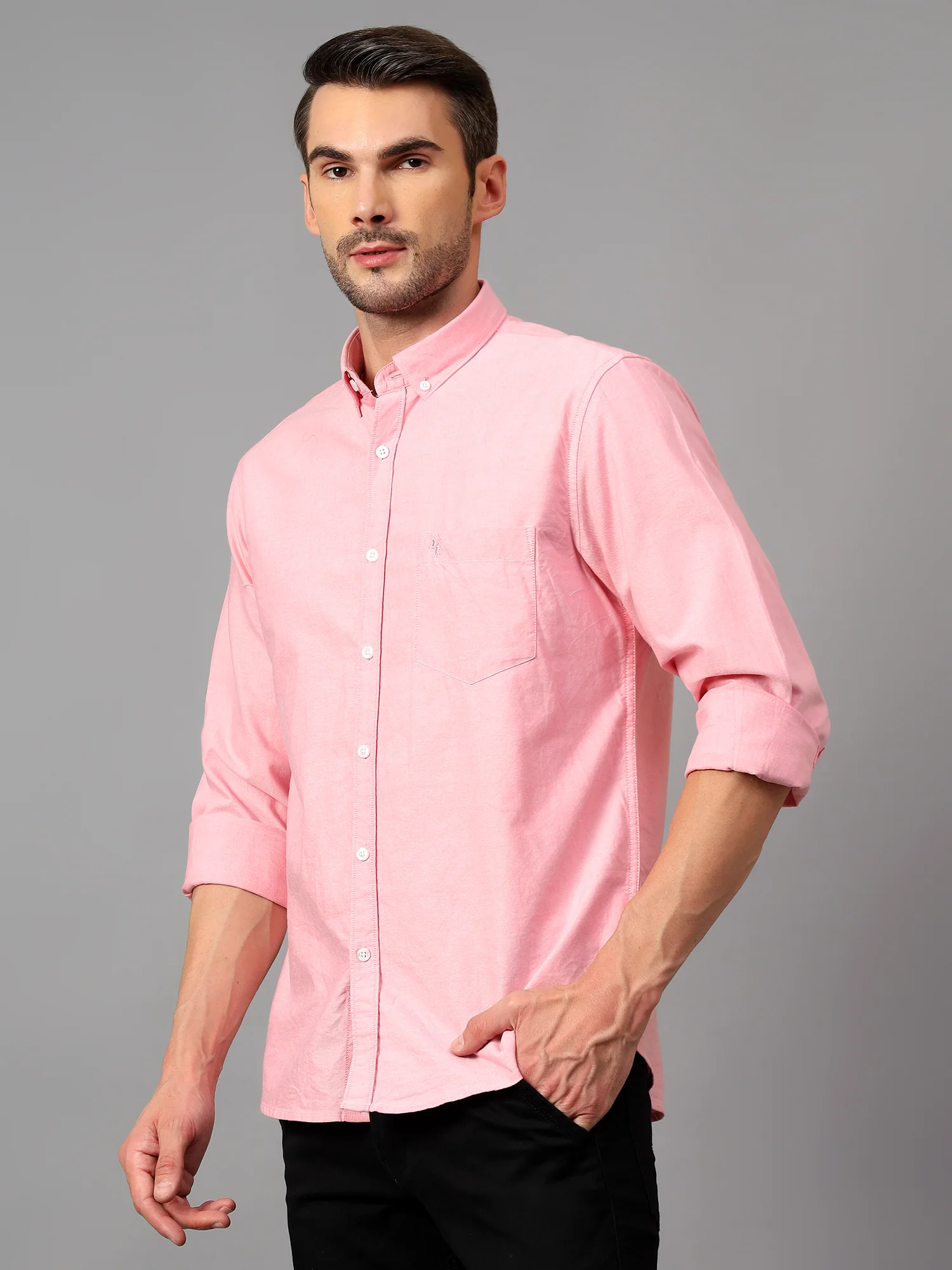 Casual Shirt for Men | Breathable & Soft with Color Fastness Regular Fit Spread Collar Neck Cotton Fabric Solid Pattern - Image 4