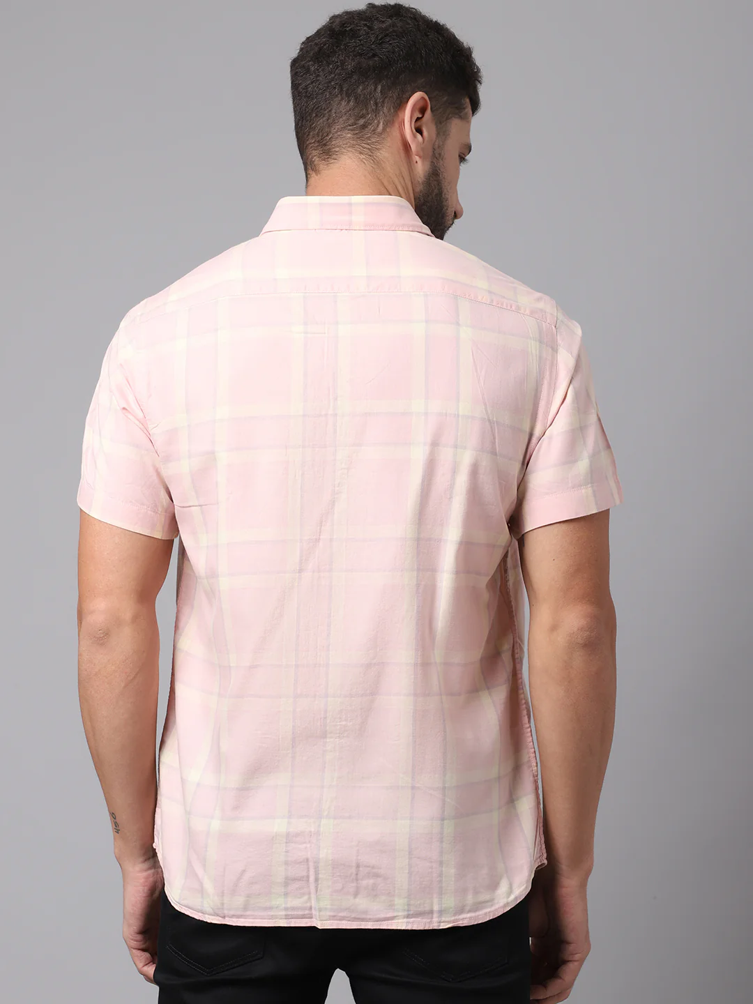 Casual Shirt for Men | Breathable & Soft with Color Fastness Regular Fit Spread Collar Neck Cotton Fabric Checkered Pattern - Image 2