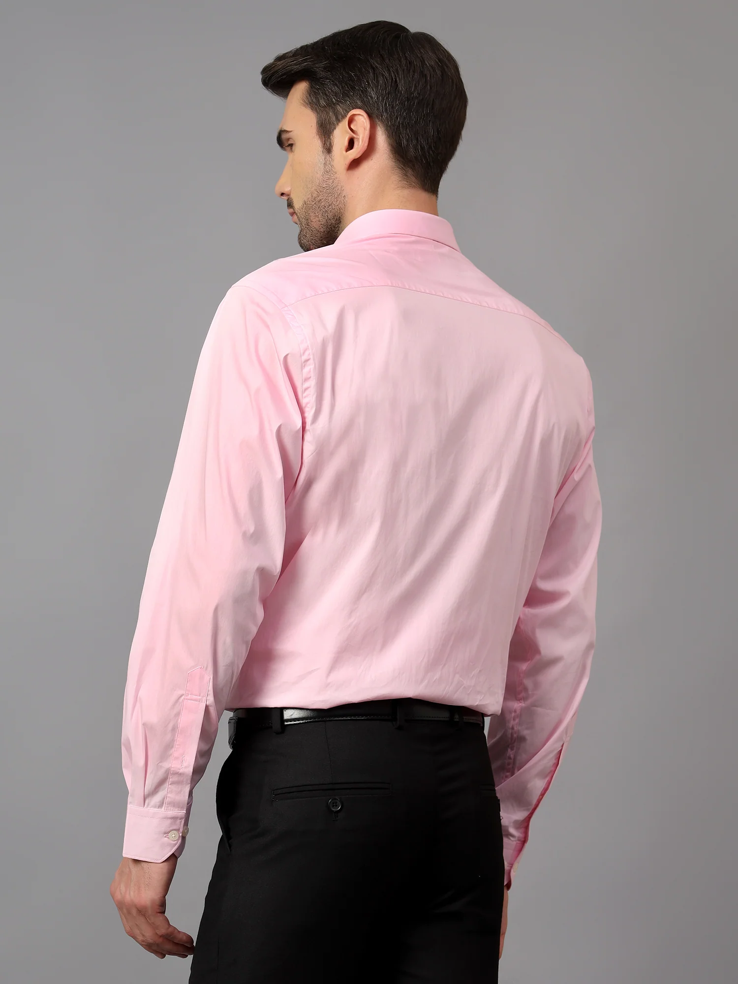 Men's Pink Formal Plain Full Sleeve Shirt - Image 2