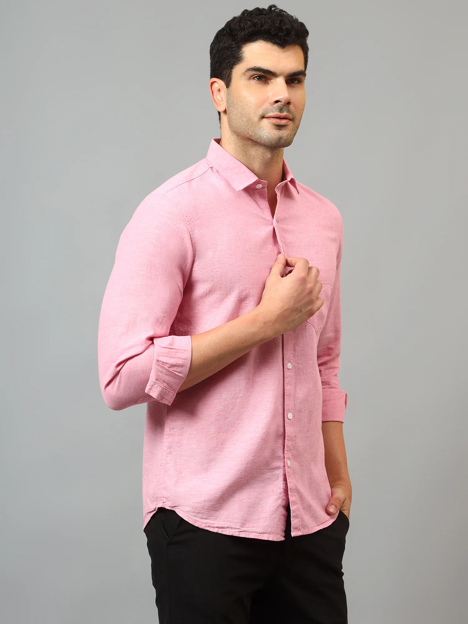 Casual Shirt for Men | Breathable & Soft with Color Fastness Regular Fit Spread Collar Neck Cotton Fabric Solid Pattern - Image 3