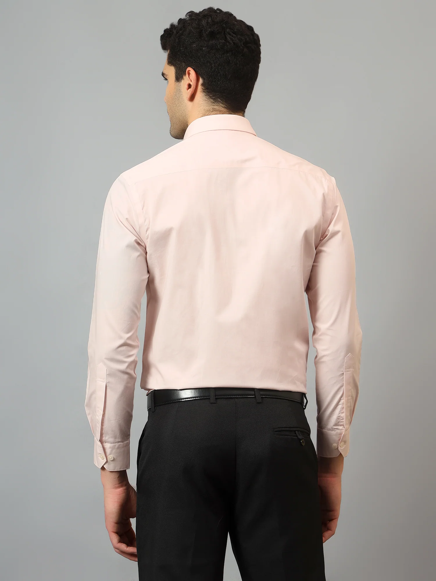 Men's Pink Formal Plain Full Sleeve Shirt - Image 2