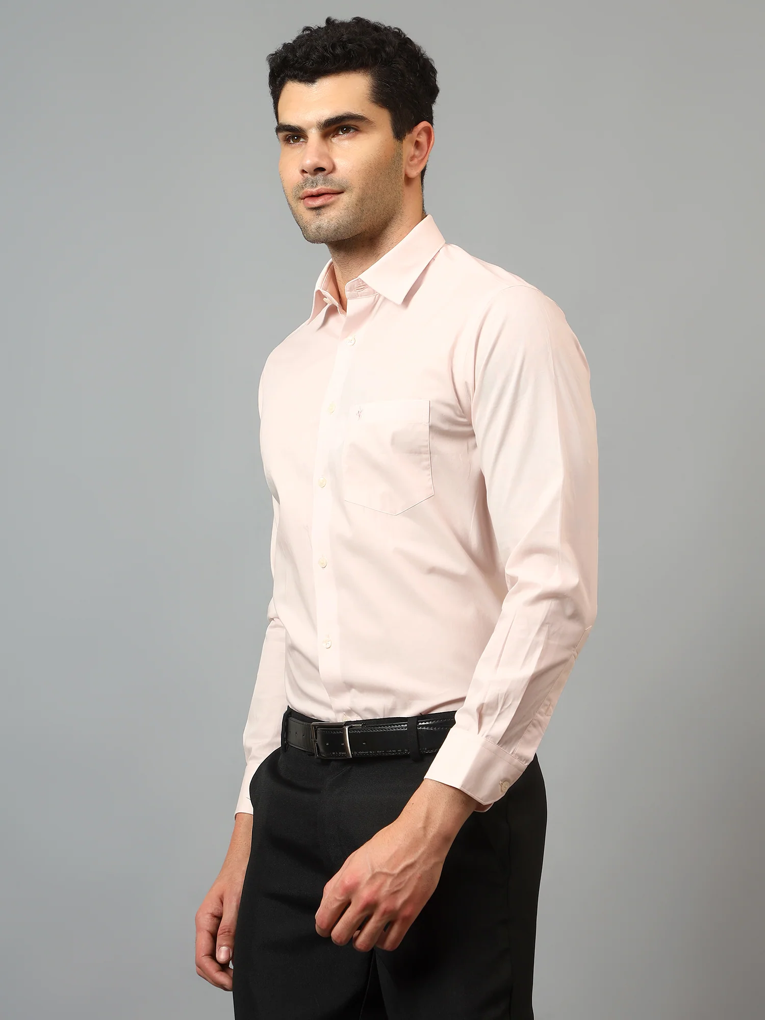 Men's Pink Formal Plain Full Sleeve Shirt - Image 4