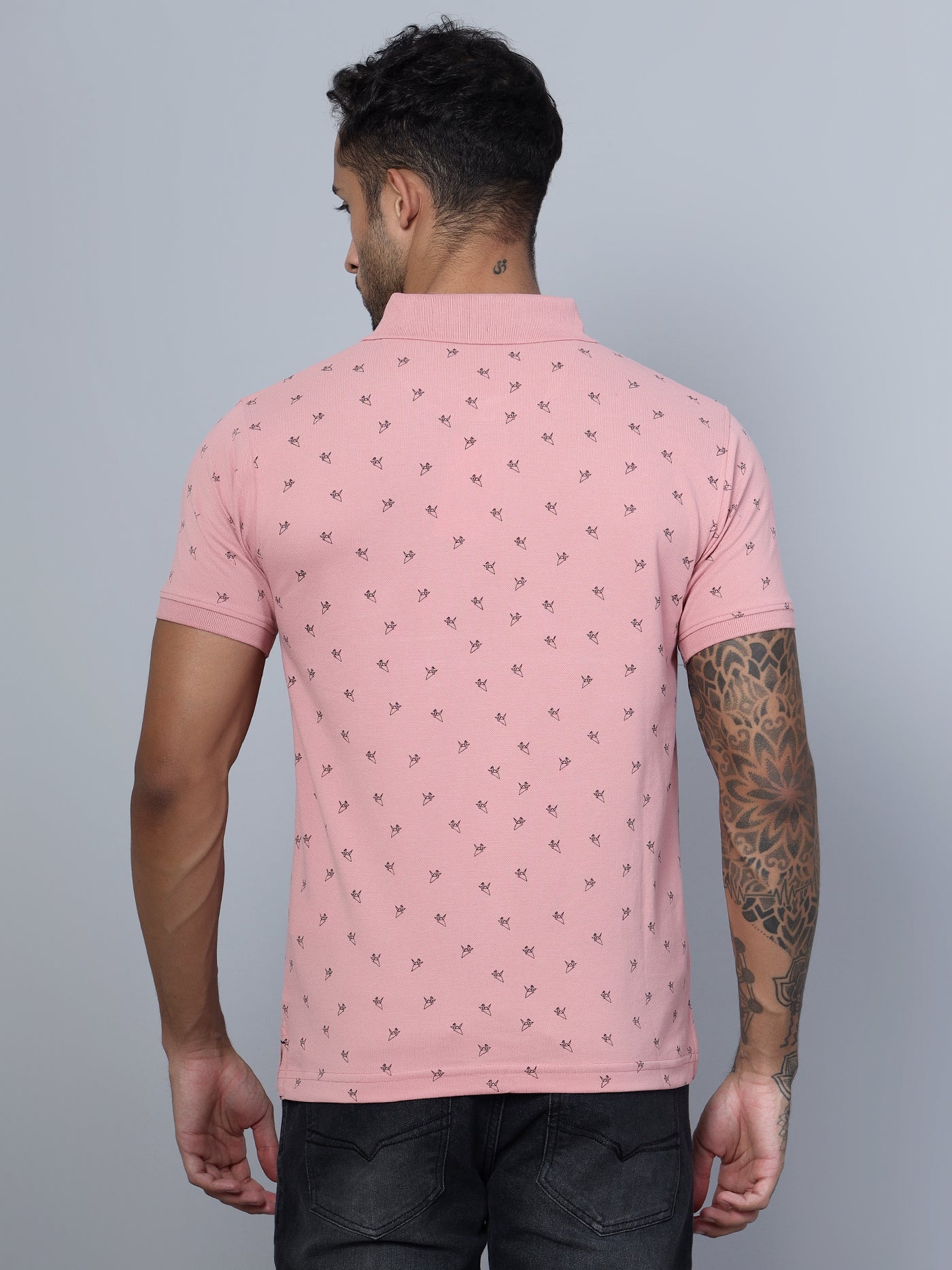 T-Shirt for Men | Breathable & Soft with Color Fastness Regular Fit Polo Neck Poly Cotton Fabric Printed Pattern - Image 4