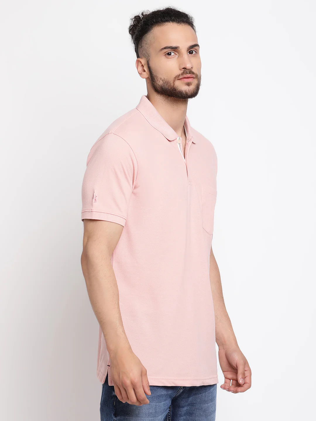 T-Shirt for Men | Breathable & Soft with Color Fastness Regular Fit Polo Neck Poly Cotton Fabric Solid Pattern - Image 4
