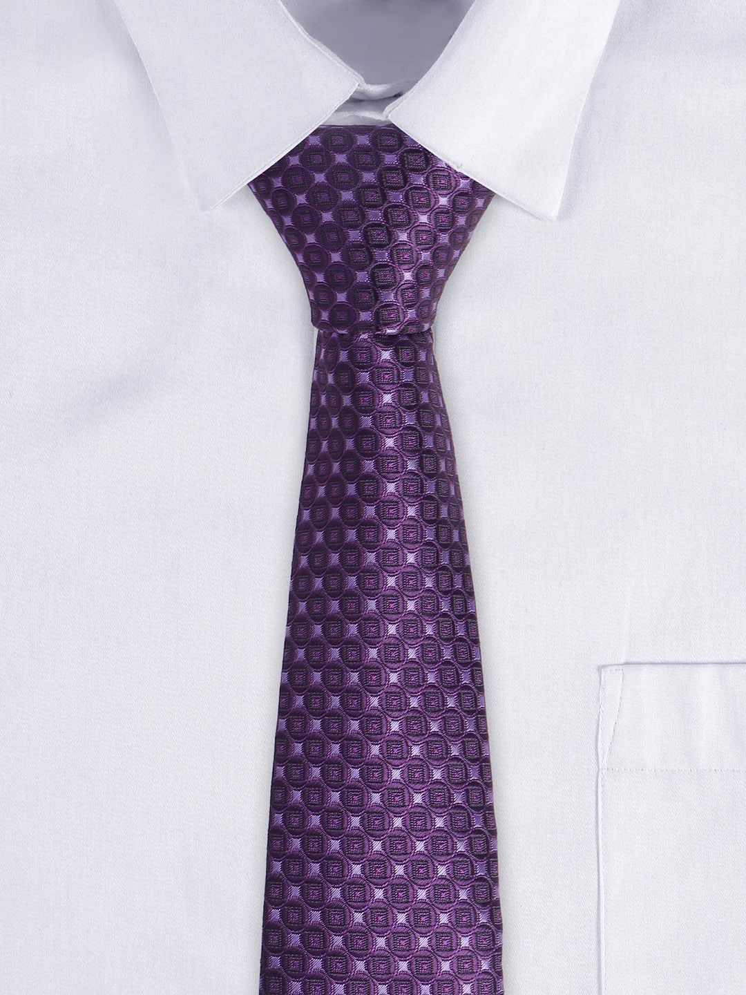 Cantabil Men's Purple Geometric Printed Broad Tie - Image 2
