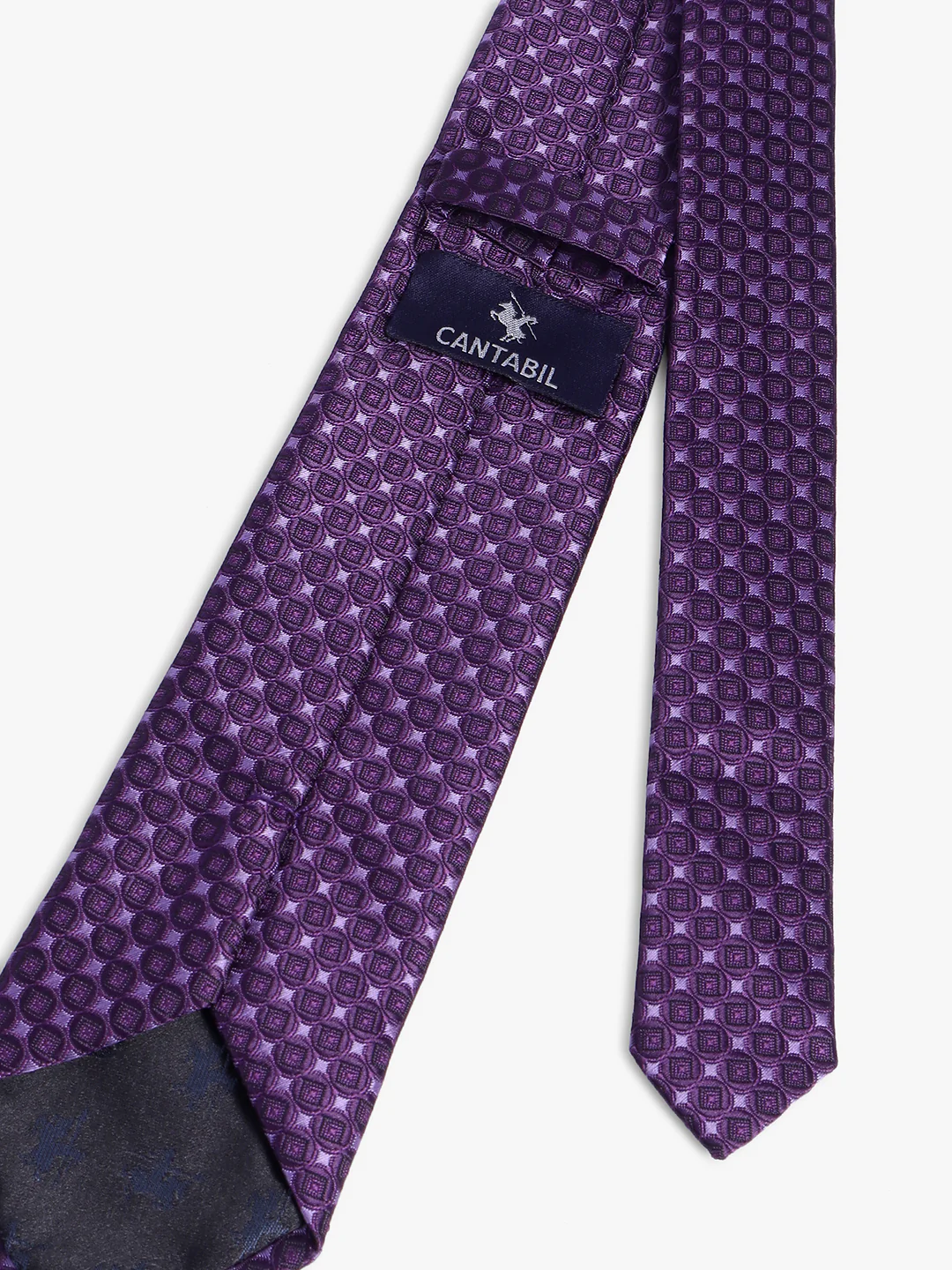 Cantabil Men's Purple Geometric Printed Broad Tie - Image 4
