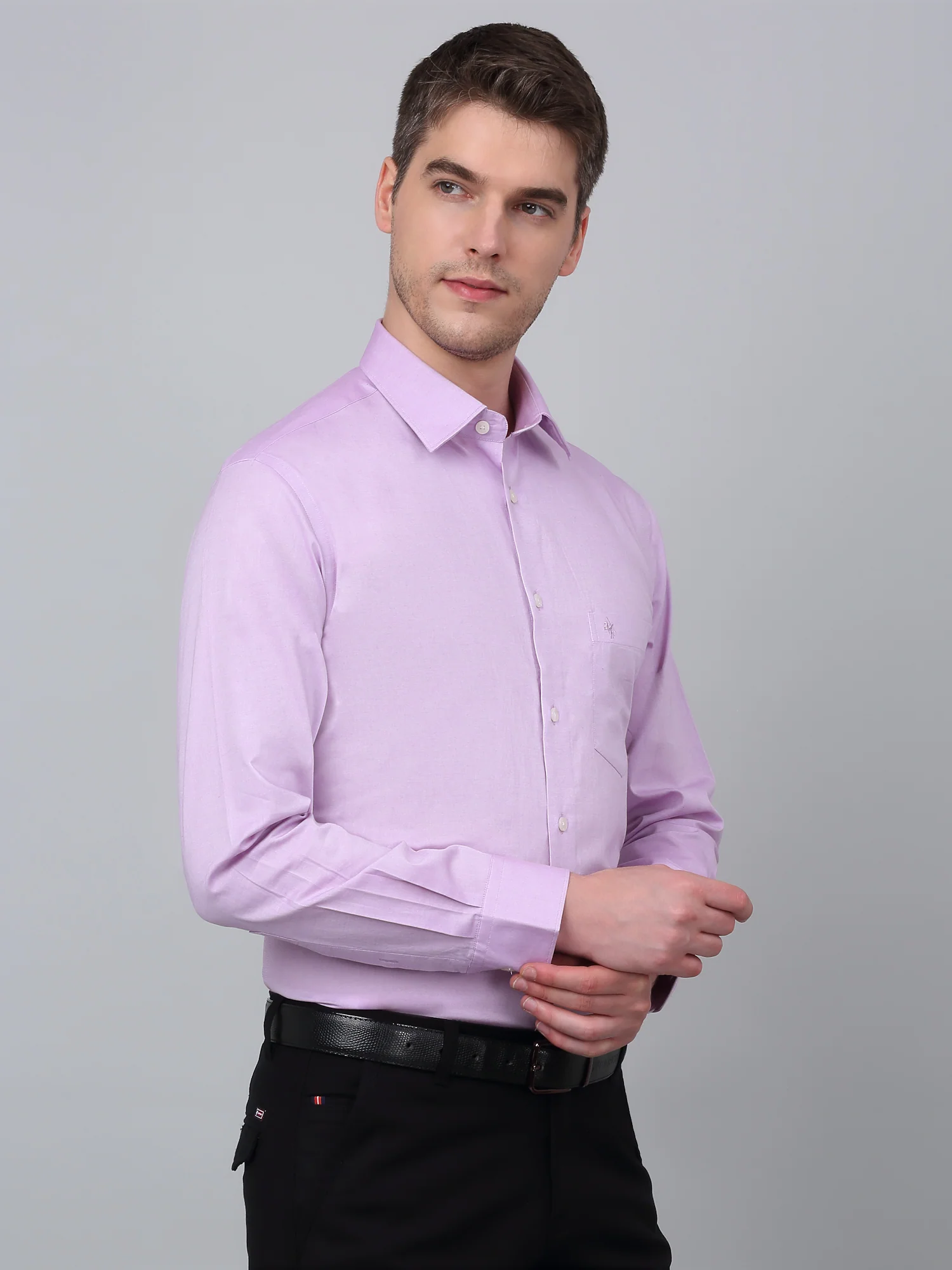 Men's Purple Formal Plain Full Sleeve Shirt - Image 3
