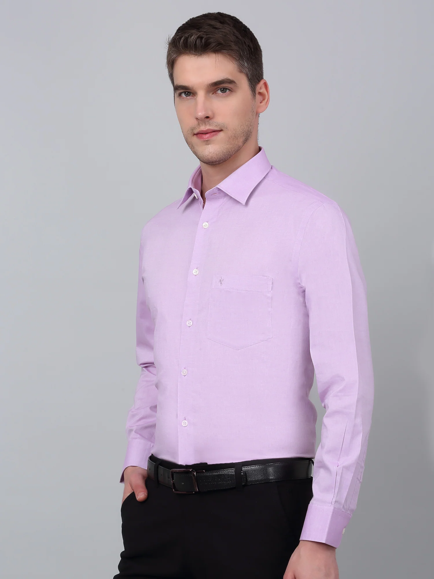 Men's Purple Formal Plain Full Sleeve Shirt - Image 4