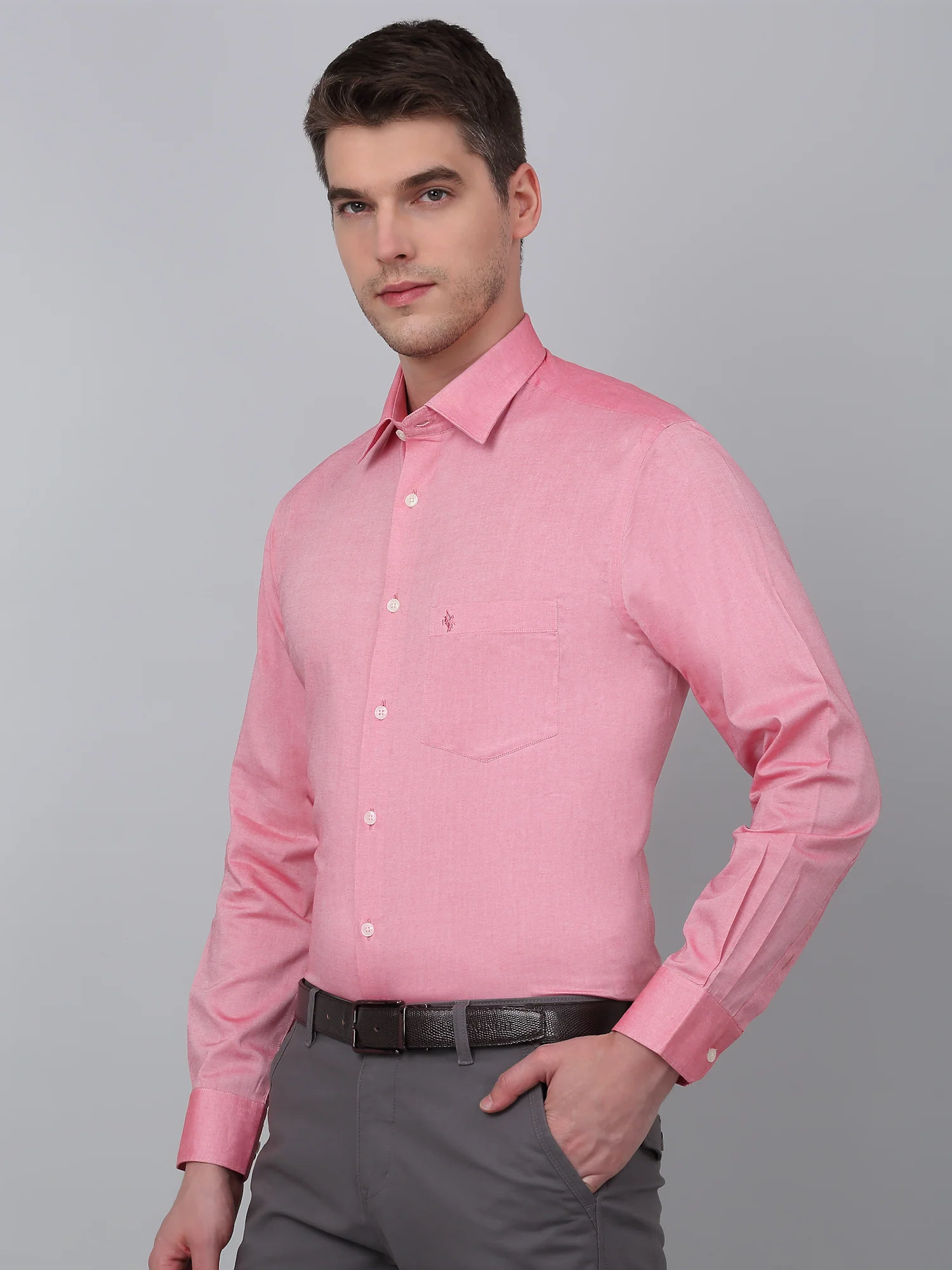 Men's Red Formal Plain Full Sleeve Shirt - Image 3