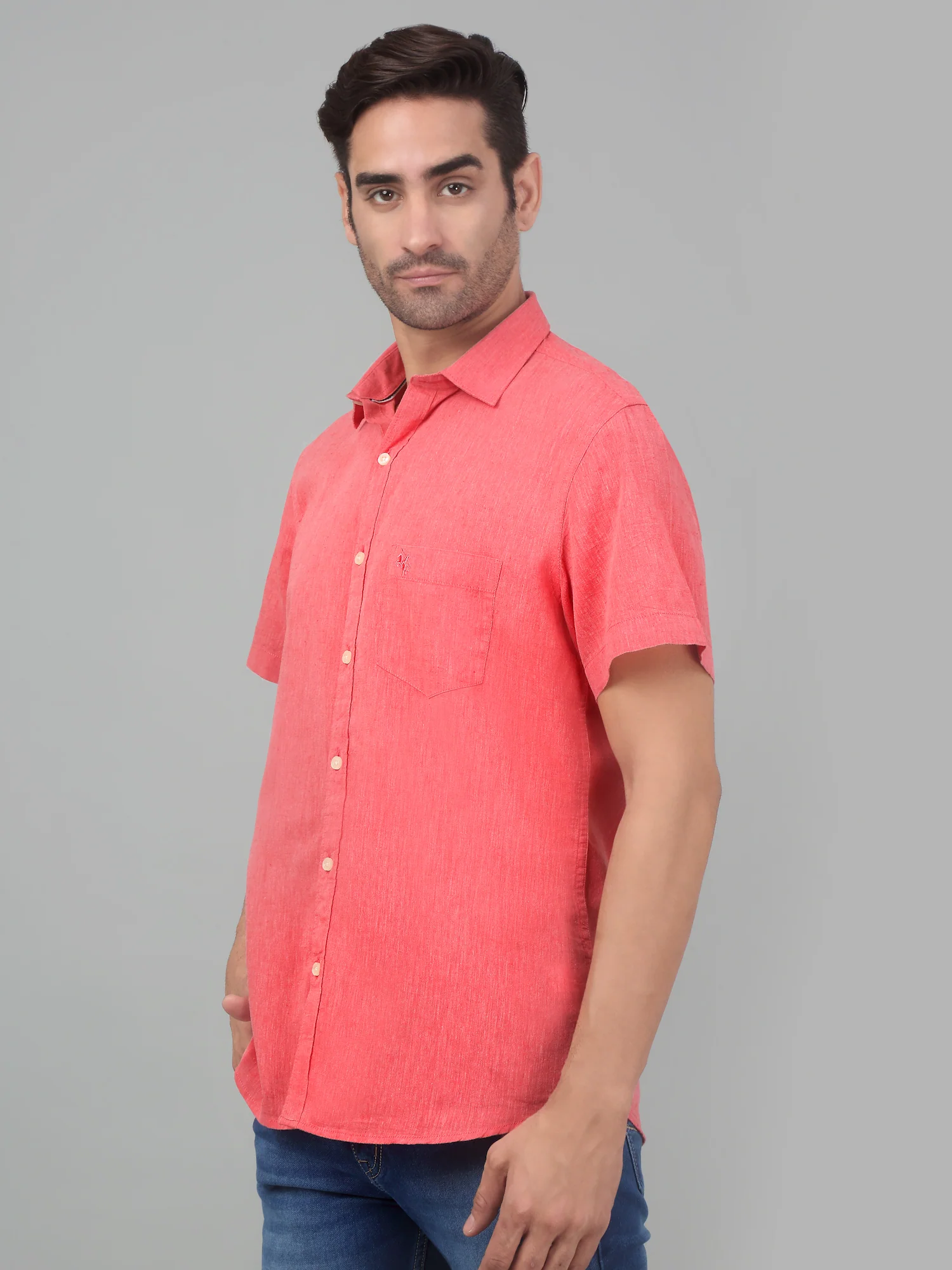 Casual Shirt for Men | Breathable & Soft with Color Fastness Regular Fit Spread Collar Neck Cotton Fabric Solid Pattern - Image 3