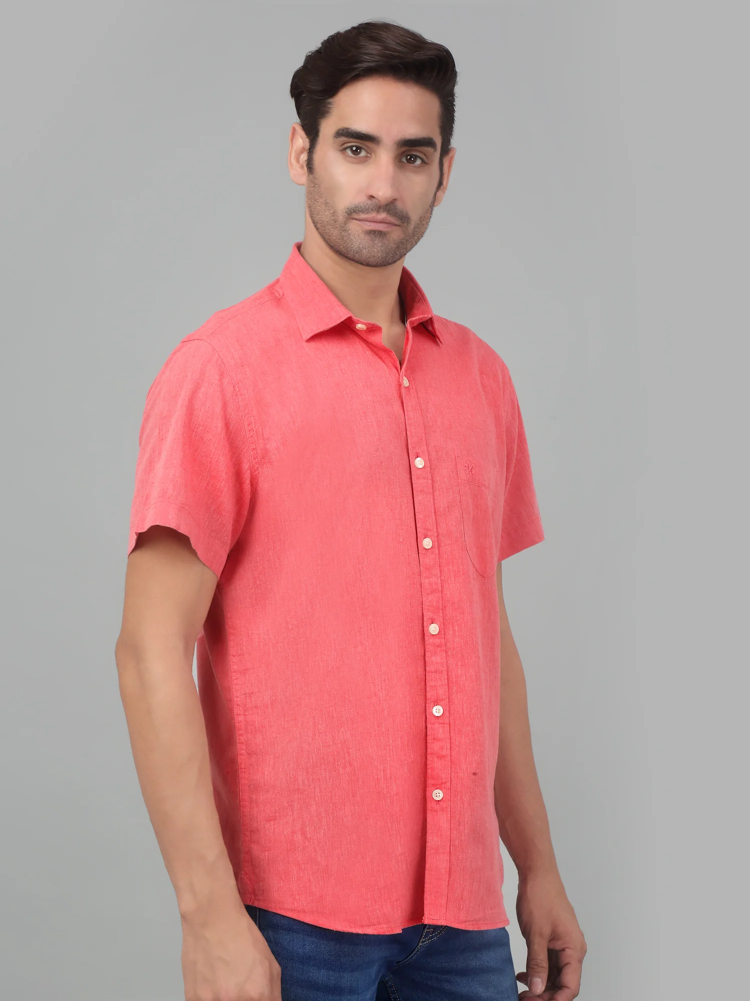 Casual Shirt for Men | Breathable & Soft with Color Fastness Regular Fit Spread Collar Neck Cotton Fabric Solid Pattern - Image 4