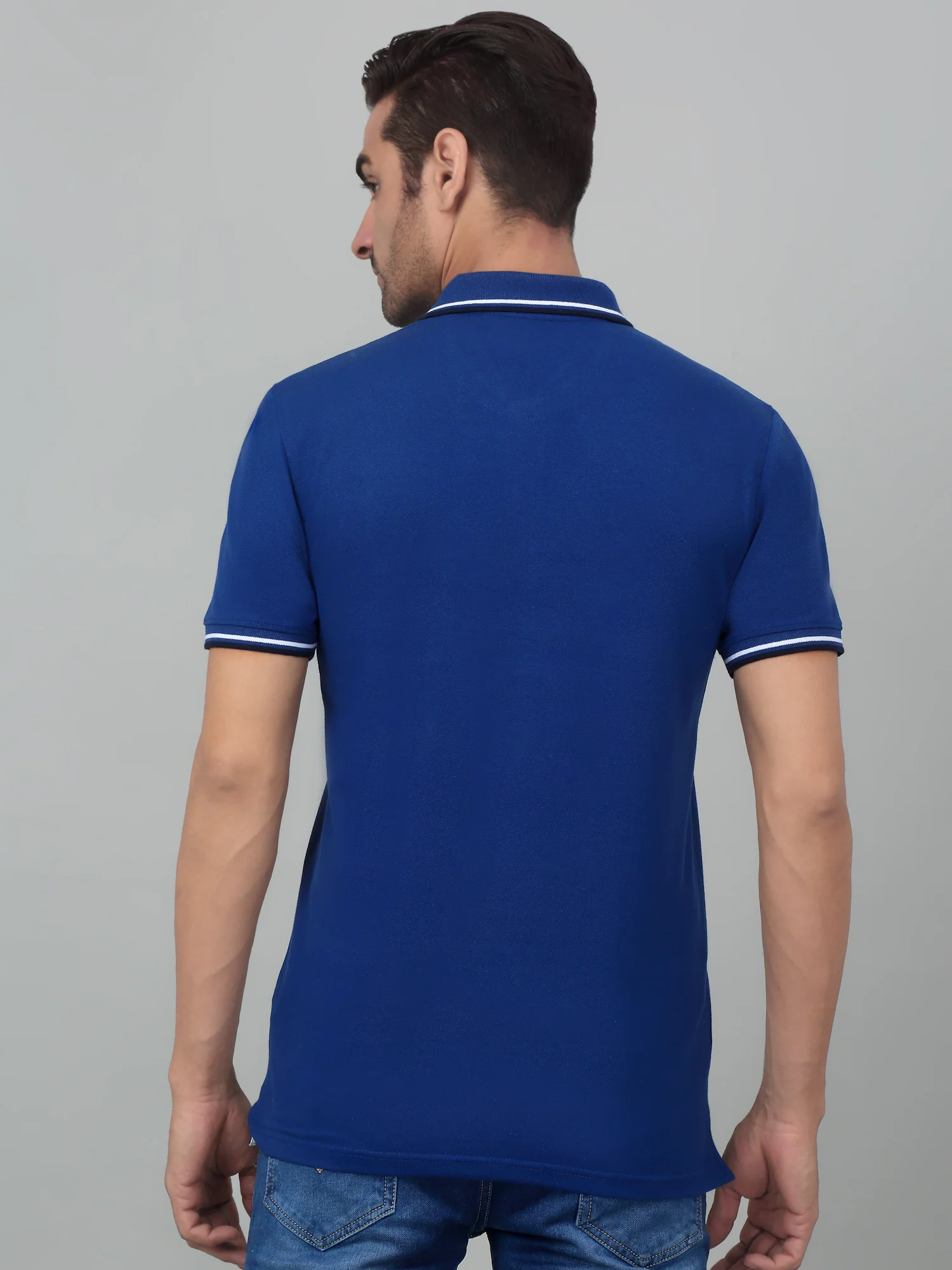 T-Shirt for Men | Breathable & Soft with Color Fastness Regular Fit Polo Neck Poly Cotton Fabric Solid Pattern - Image 2