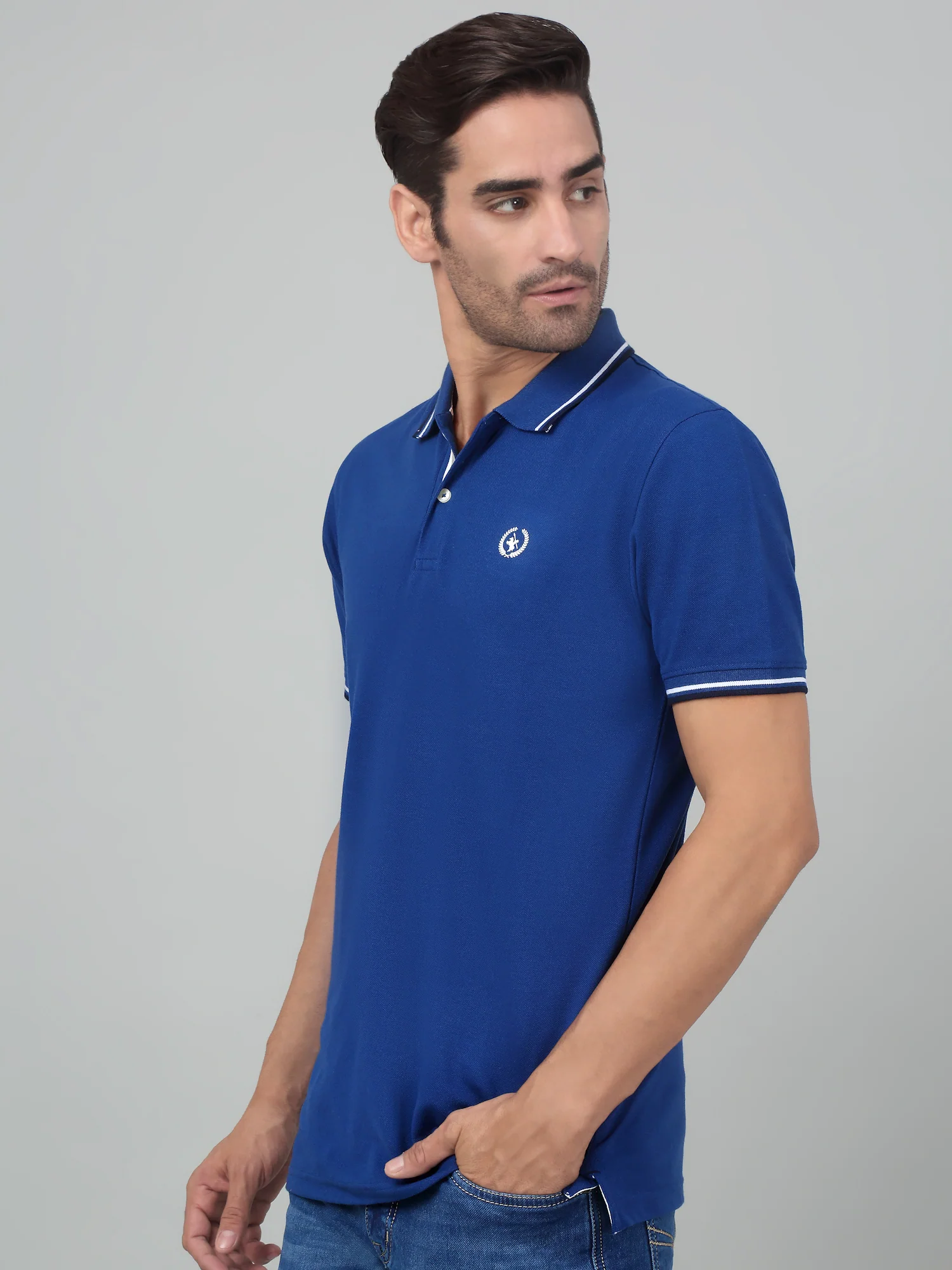 T-Shirt for Men | Breathable & Soft with Color Fastness Regular Fit Polo Neck Poly Cotton Fabric Solid Pattern - Image 3