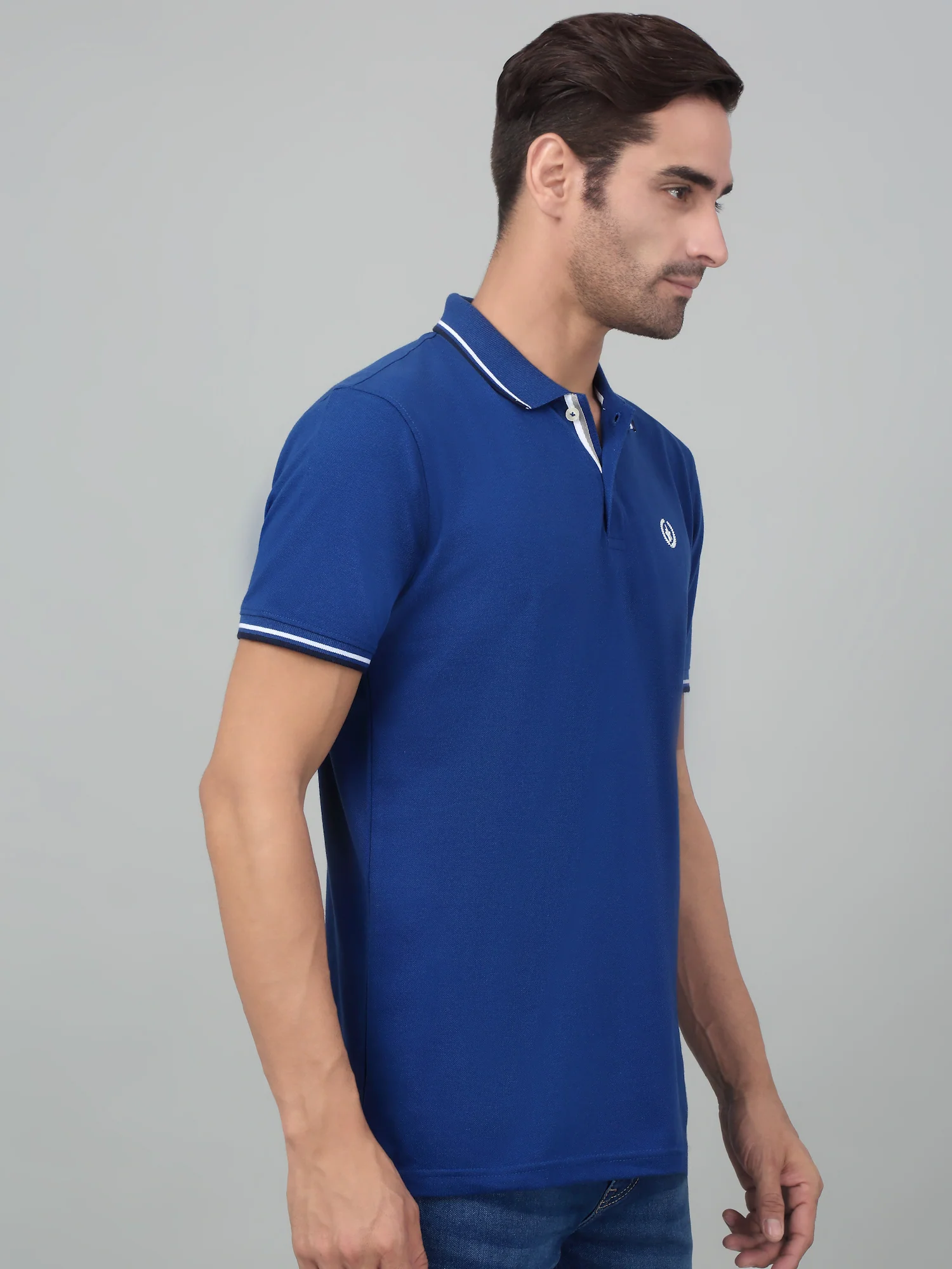 T-Shirt for Men | Breathable & Soft with Color Fastness Regular Fit Polo Neck Poly Cotton Fabric Solid Pattern - Image 4