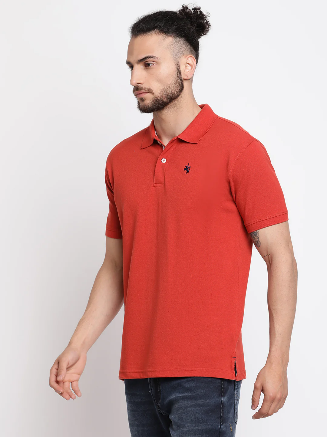 T-Shirt for Men | Breathable & Soft with Color Fastness Regular Fit Polo Neck Poly Cotton Fabric Solid Pattern - Image 3