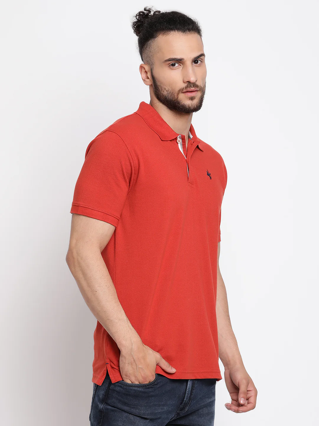 T-Shirt for Men | Breathable & Soft with Color Fastness Regular Fit Polo Neck Poly Cotton Fabric Solid Pattern - Image 4