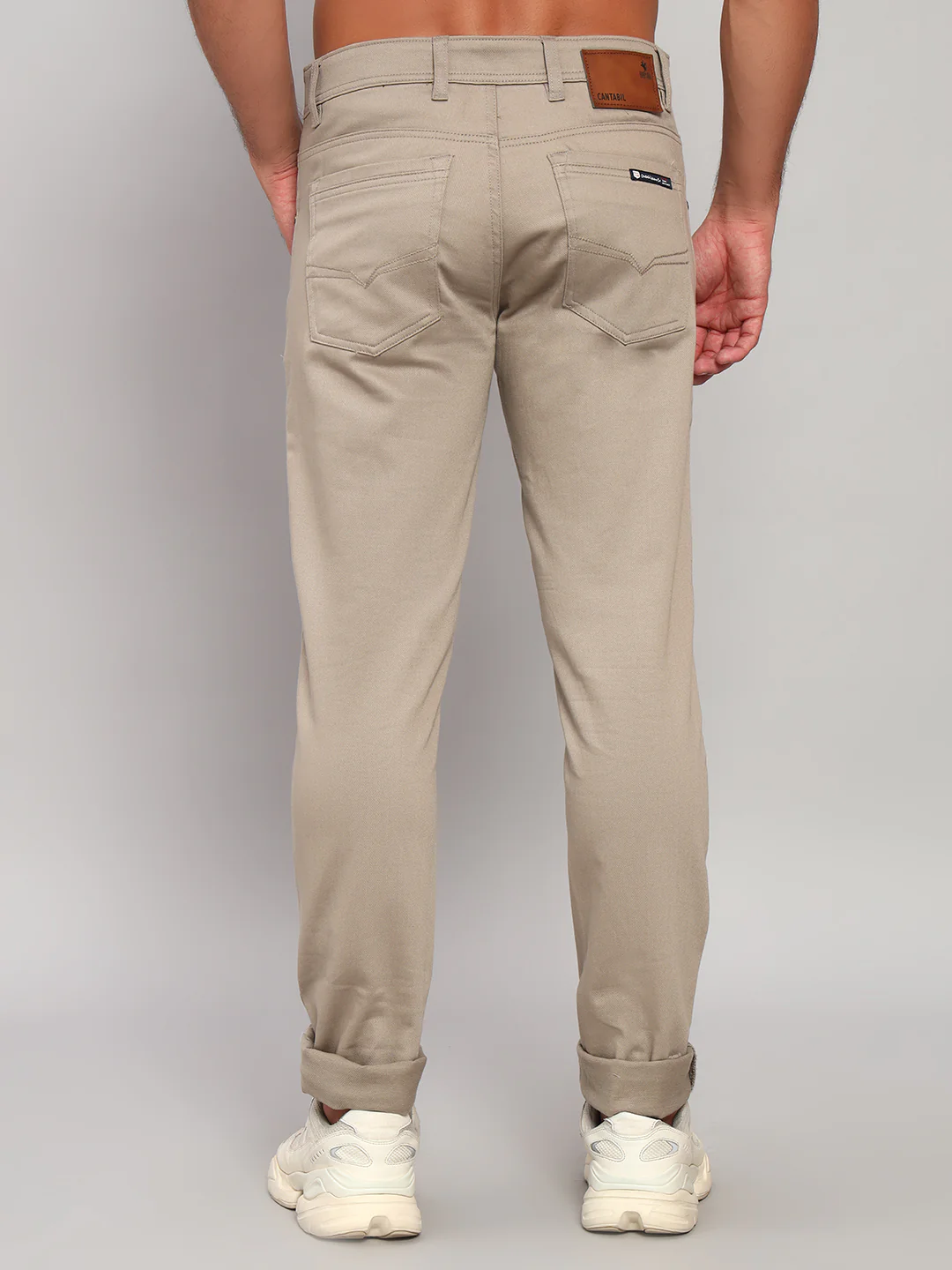 Casual Trouser for Men | Breathable & Soft with Color Fastness Regular Fit Cotton Blend Fabric Self Design Pattern Button Closure - Image 2