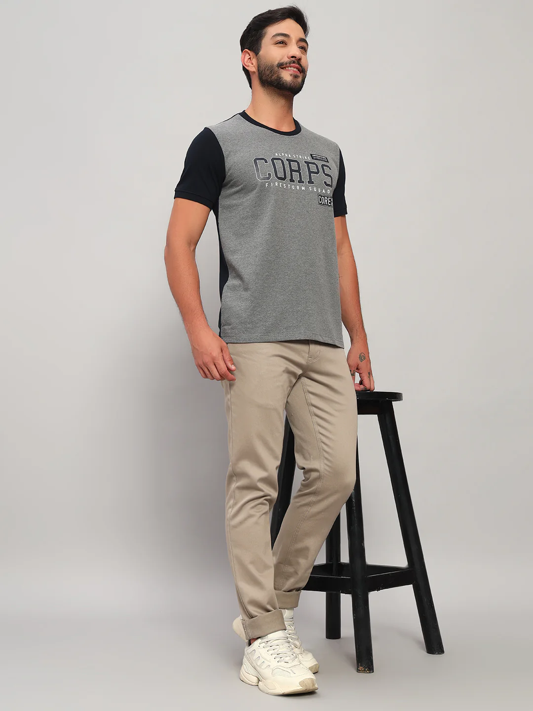 Casual Trouser for Men | Breathable & Soft with Color Fastness Regular Fit Cotton Blend Fabric Self Design Pattern Button Closure - Image 7