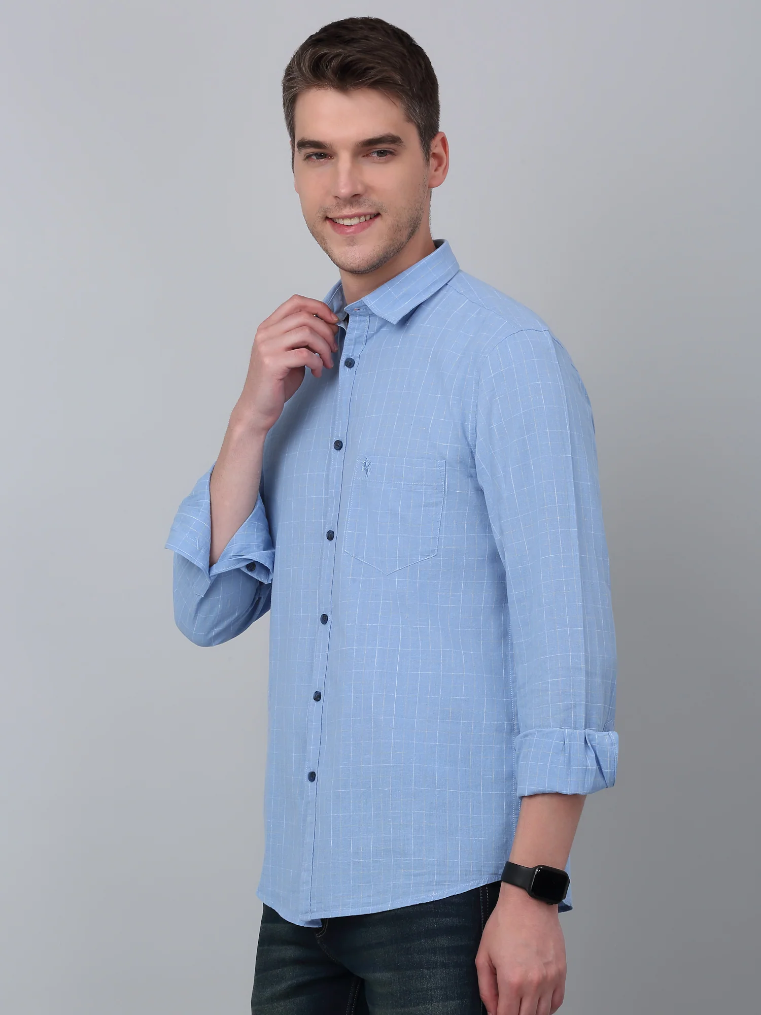 Casual Shirt for Men | Breathable & Soft with Color Fastness Regular Fit Spread Collar Neck Cotton Fabric Checkered Pattern - Image 3