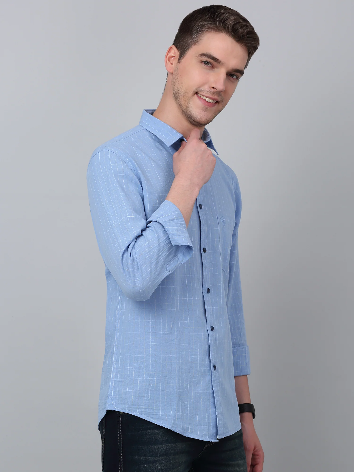 Casual Shirt for Men | Breathable & Soft with Color Fastness Regular Fit Spread Collar Neck Cotton Fabric Checkered Pattern - Image 4