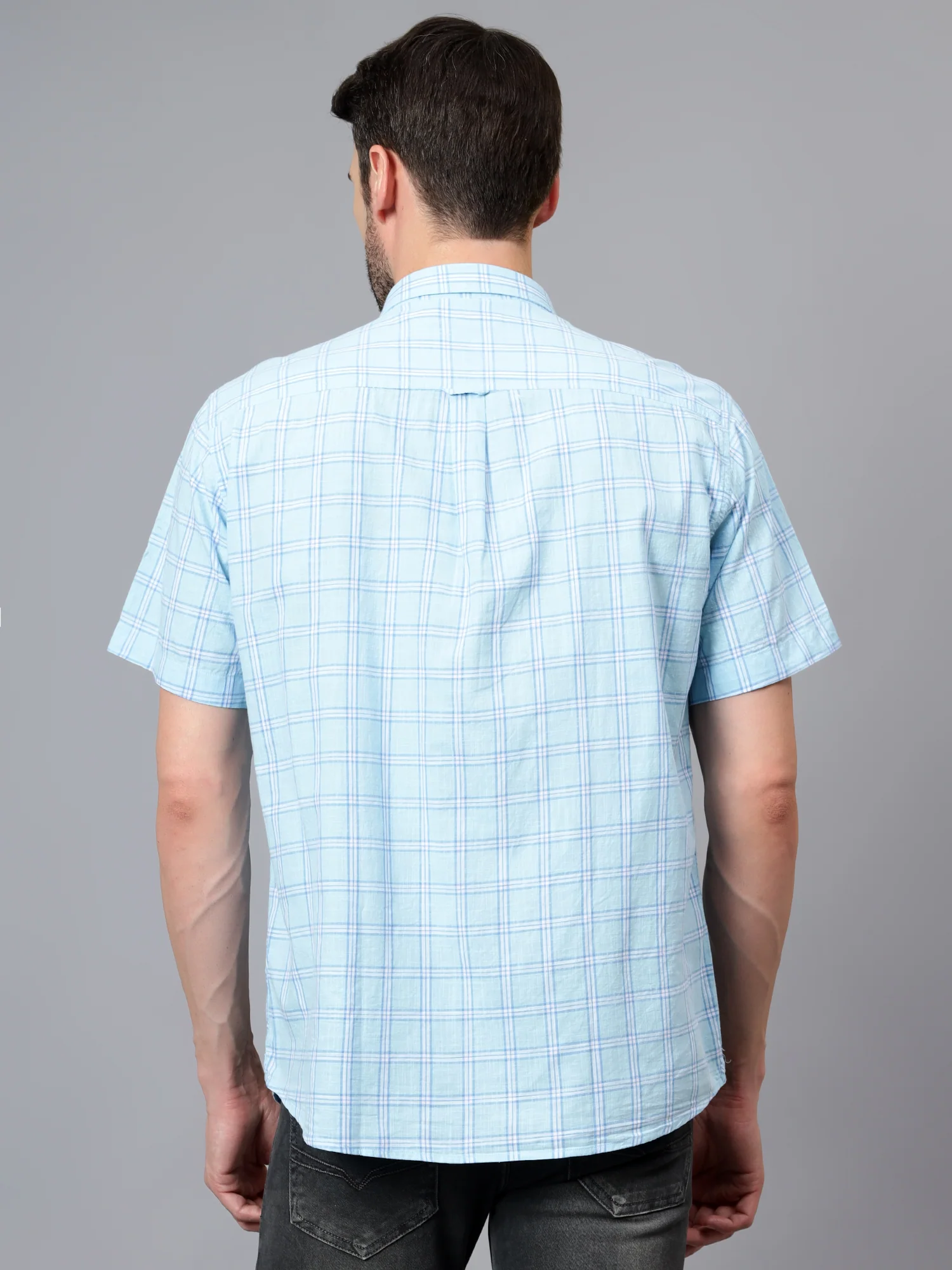 Casual Shirt for Men | Breathable & Soft with Color Fastness Regular Fit Spread Collar Neck Cotton Fabric Checkered Pattern - Image 2