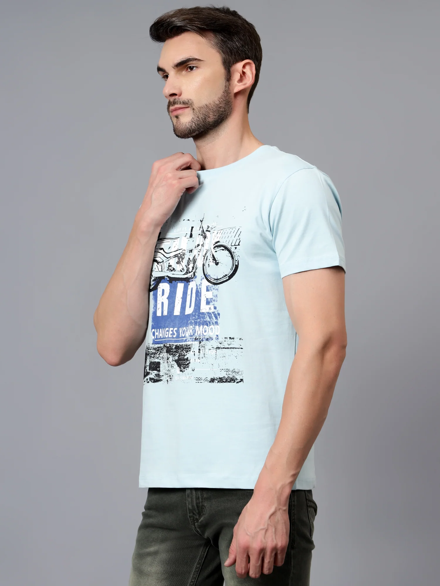 T-Shirt for Men | Breathable & Soft with Color Fastness Regular Fit Round Neck Cotton Blend Fabric Printed Pattern - Image 4