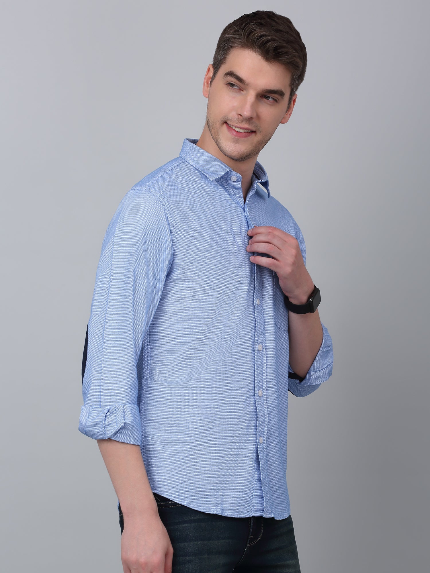 Casual Shirt for Men | Breathable & Soft with Color Fastness Regular Fit Spread Collar Neck Cotton Fabric Self Design Pattern - Image 3