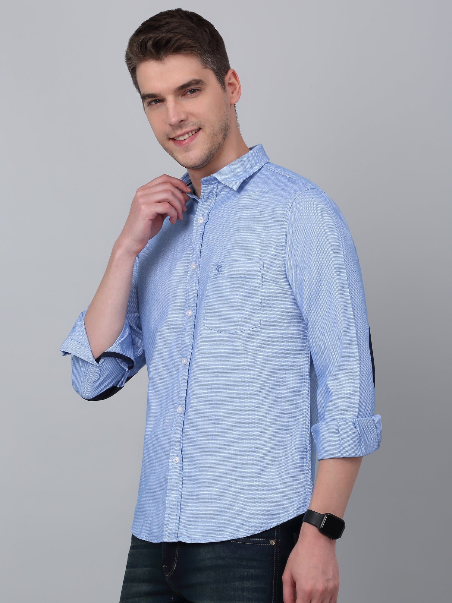 Casual Shirt for Men | Breathable & Soft with Color Fastness Regular Fit Spread Collar Neck Cotton Fabric Self Design Pattern - Image 4