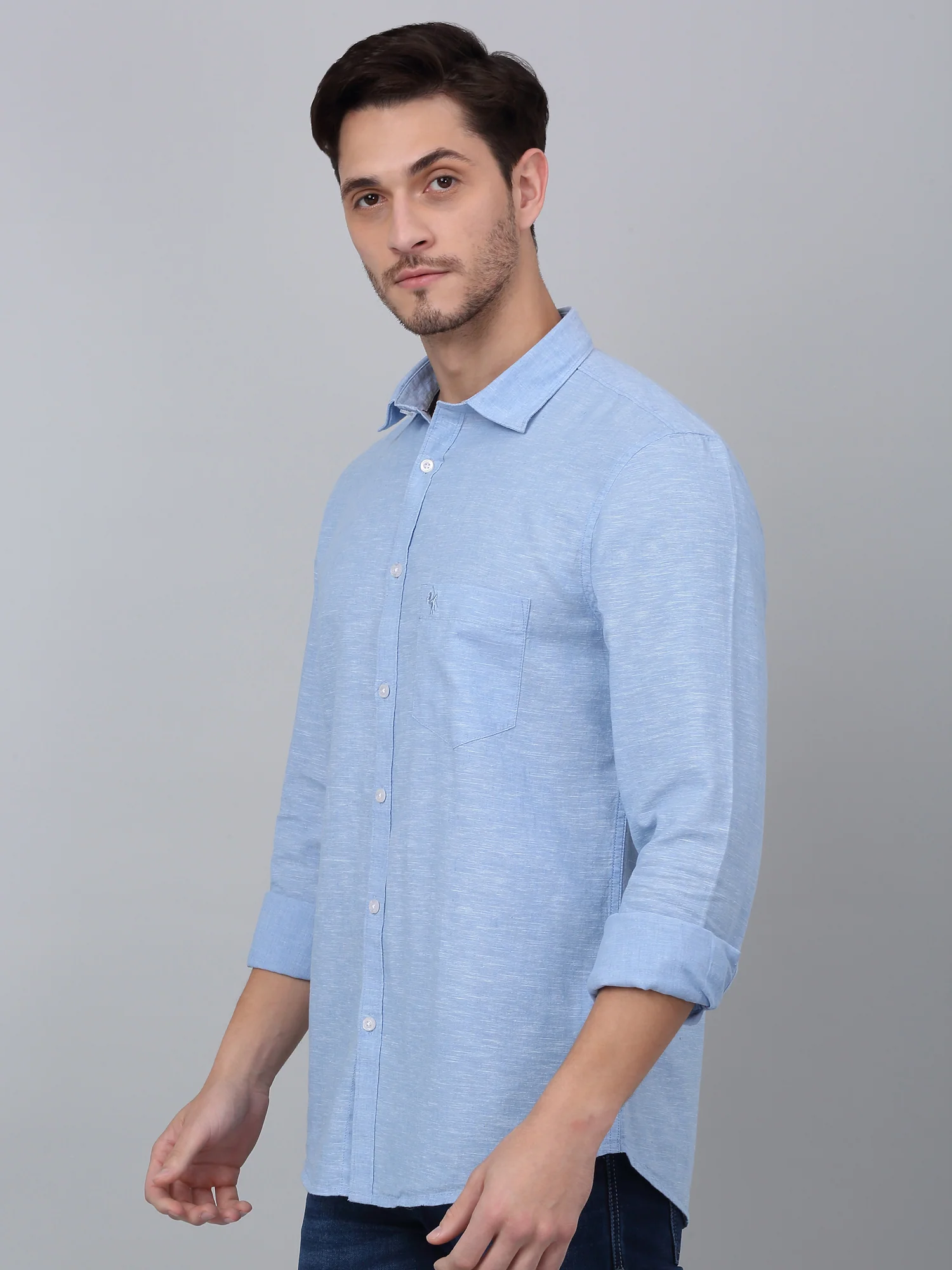Casual Shirt for Men | Breathable & Soft with Color Fastness Regular Fit Spread Collar Neck Cotton Fabric Solid Pattern - Image 4