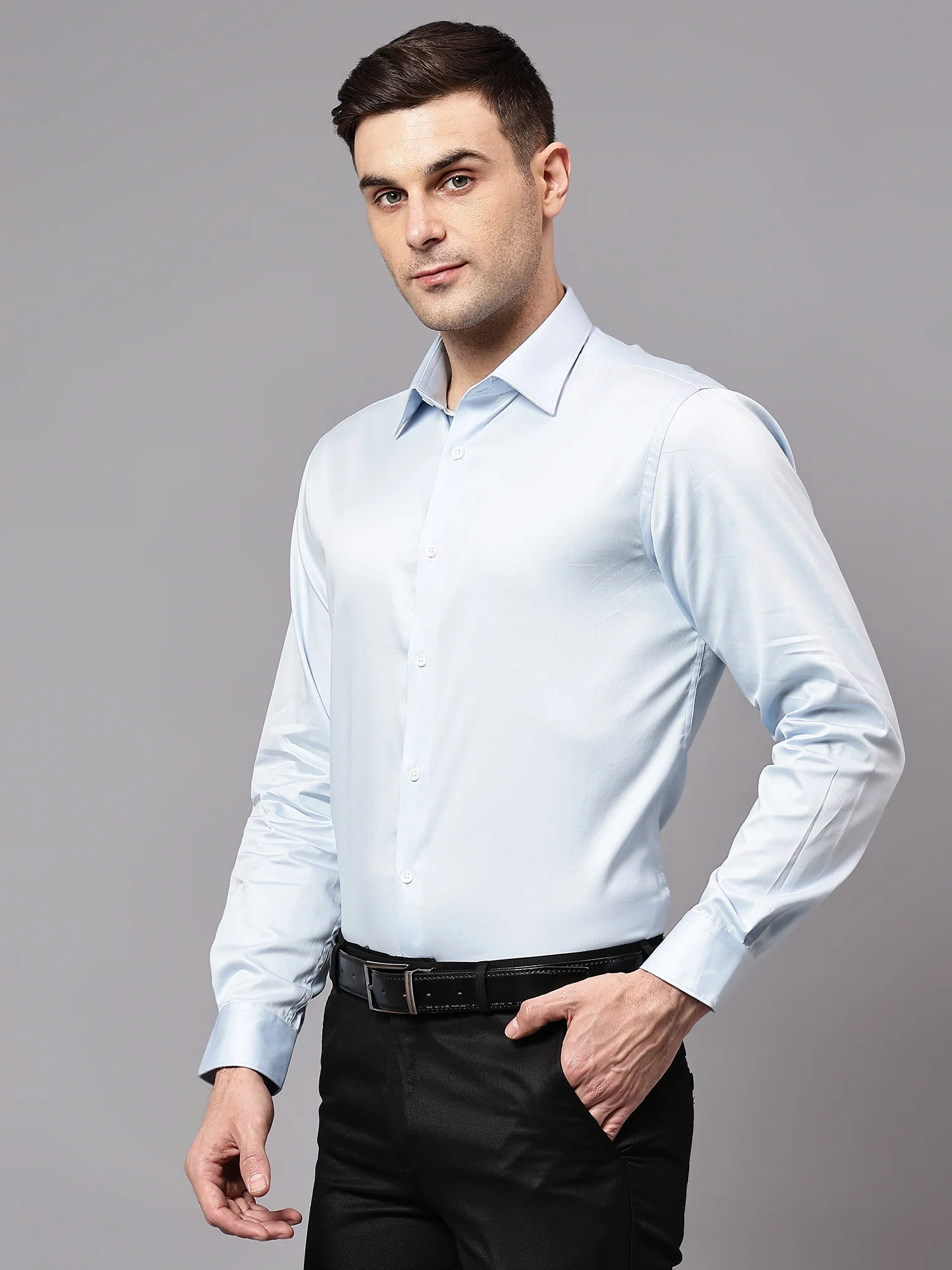 Formal Shirt for Men l Breathable & Soft with Color Fastness Regular Fit Spread Collar Neck Cotton Fabric Solid Pattern - Image 3