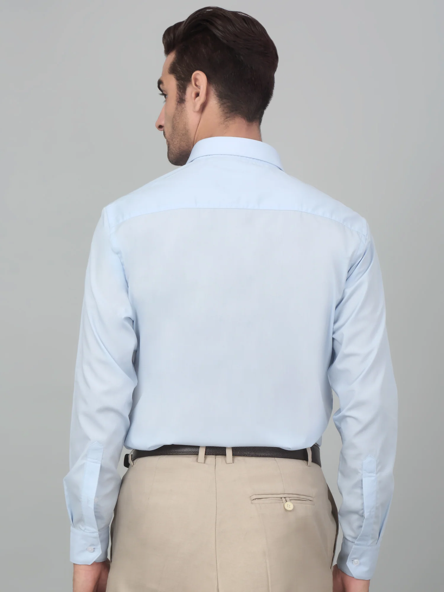 Men's Sky Blue Formal Plain Full Sleeve Shirt - Image 2