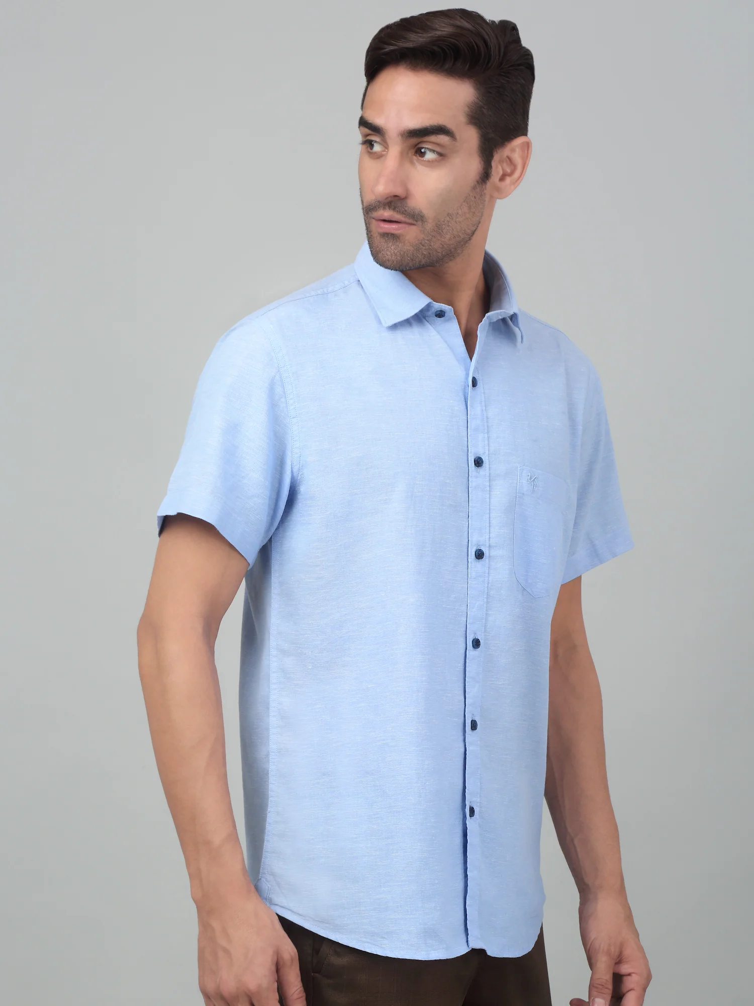 Casual Shirt for Men | Breathable & Soft with Color Fastness Regular Fit Spread Collar Neck Cotton Fabric Solid Pattern - Image 3