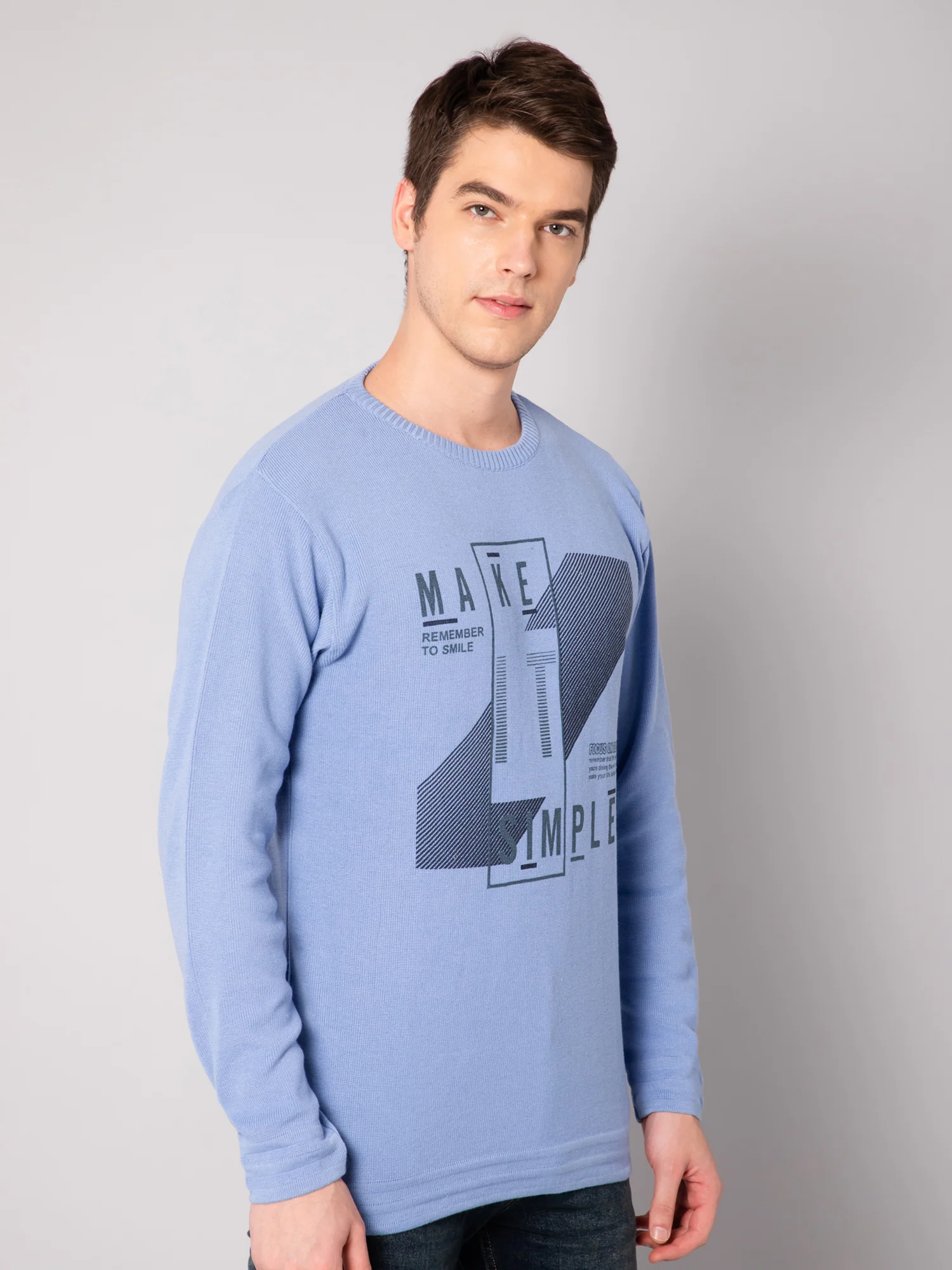 Mens Sky Blue Sweater - Image 2