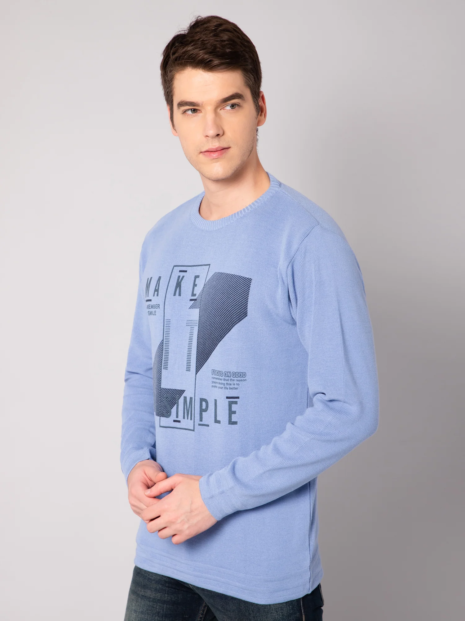 Mens Sky Blue Sweater - Image 3