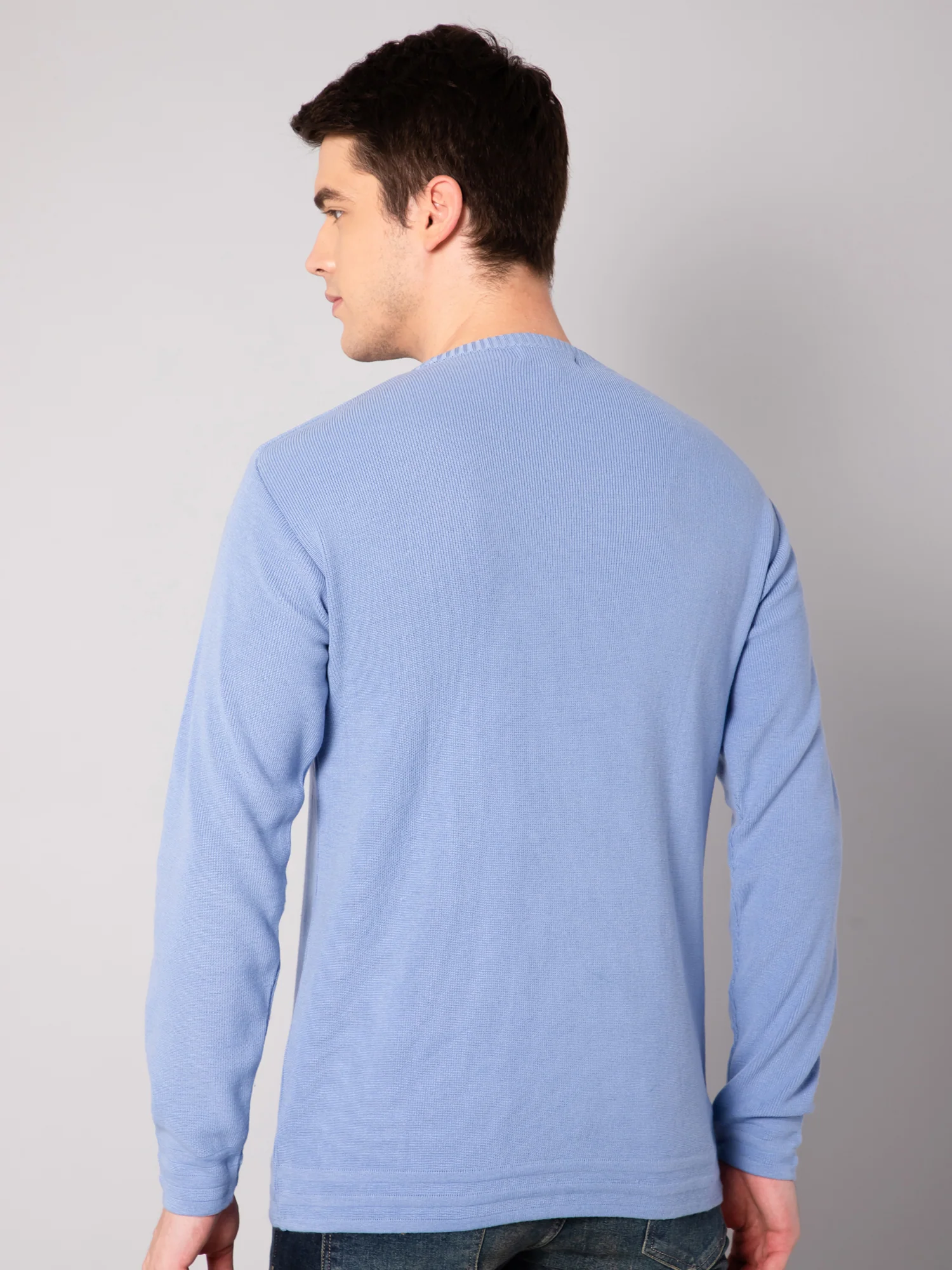 Mens Sky Blue Sweater - Image 4