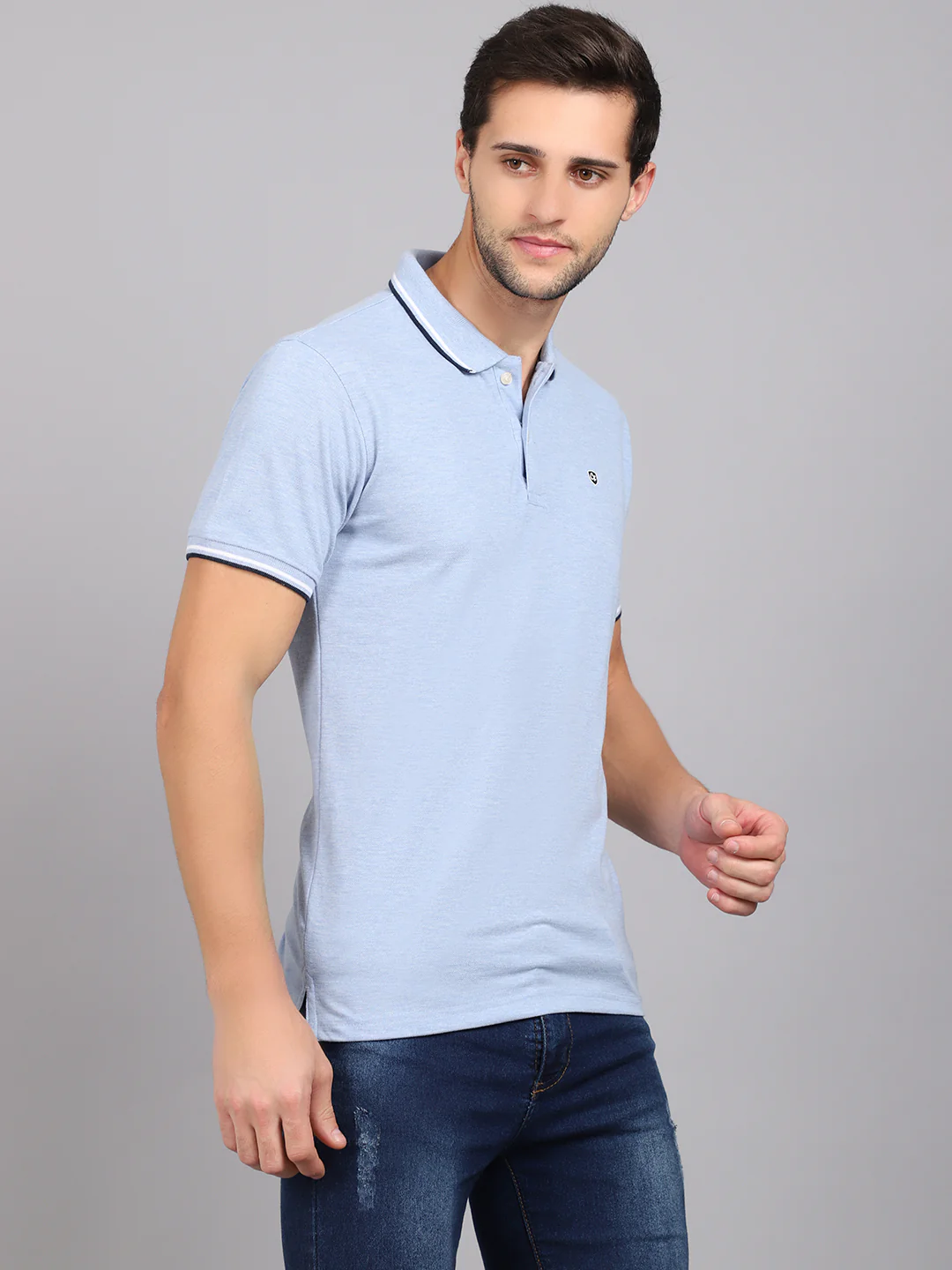T-Shirt for Men | Breathable & Soft with Color Fastness Regular Fit Polo Neck Poly Cotton Fabric Solid Pattern - Image 4