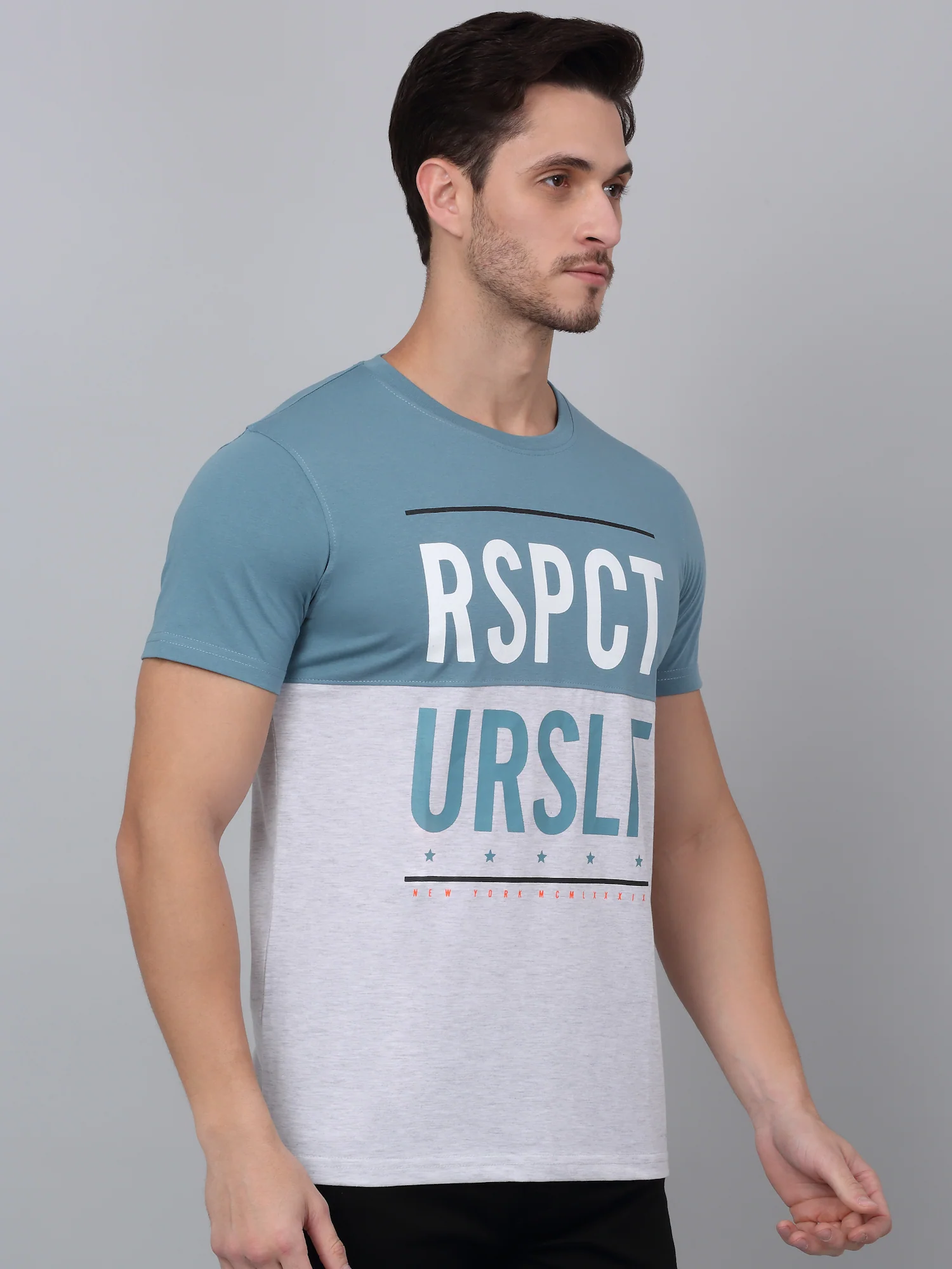 T-Shirt for Men | Breathable & Soft with Color Fastness Regular Fit Round Neck Poly Cotton Fabric Printed Pattern - Image 4